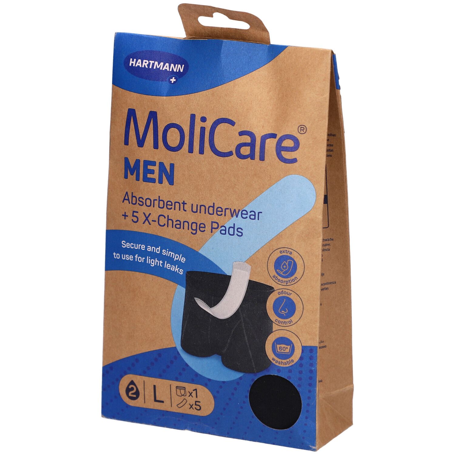 MoliCare® Absorbierende Unterwäsche MEN L + 5 Ersatzprotektoren