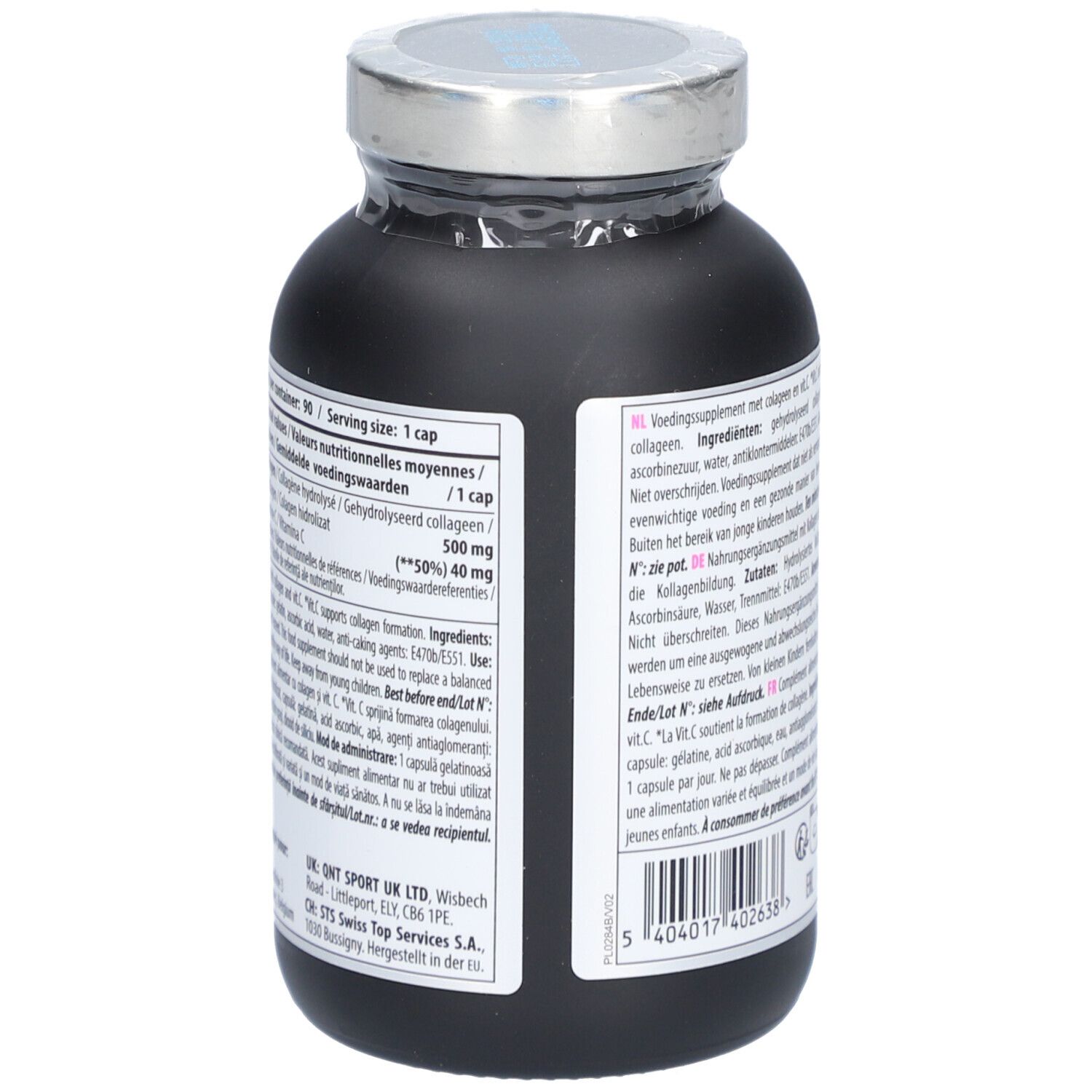 Dos du flacon CARE by QNT Beauty Skin Collagène. Contient des informations nutritionnelles et fabricant.