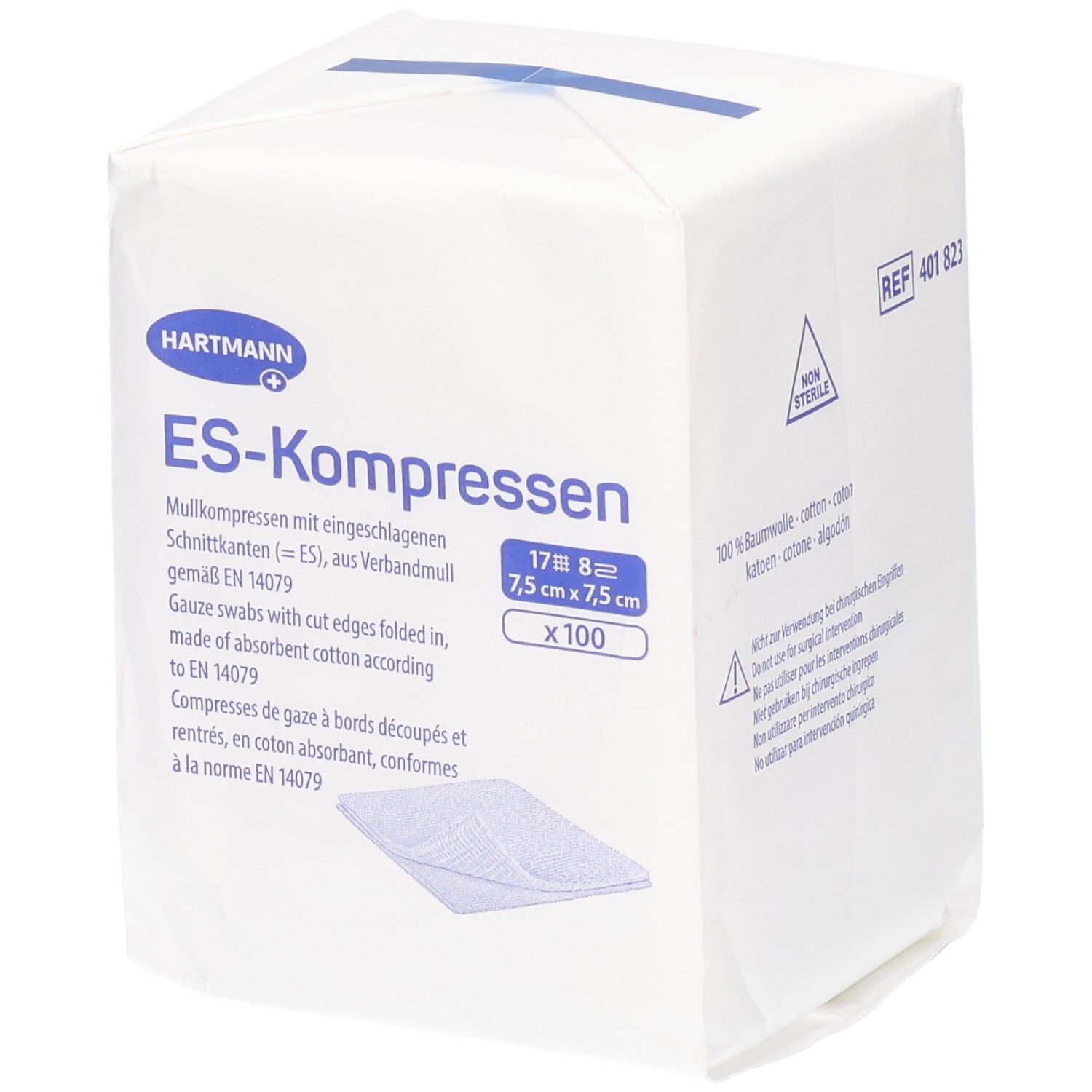 ES-Kompresse, 8-fach, unsteril, 7,5 x 7,5 cm