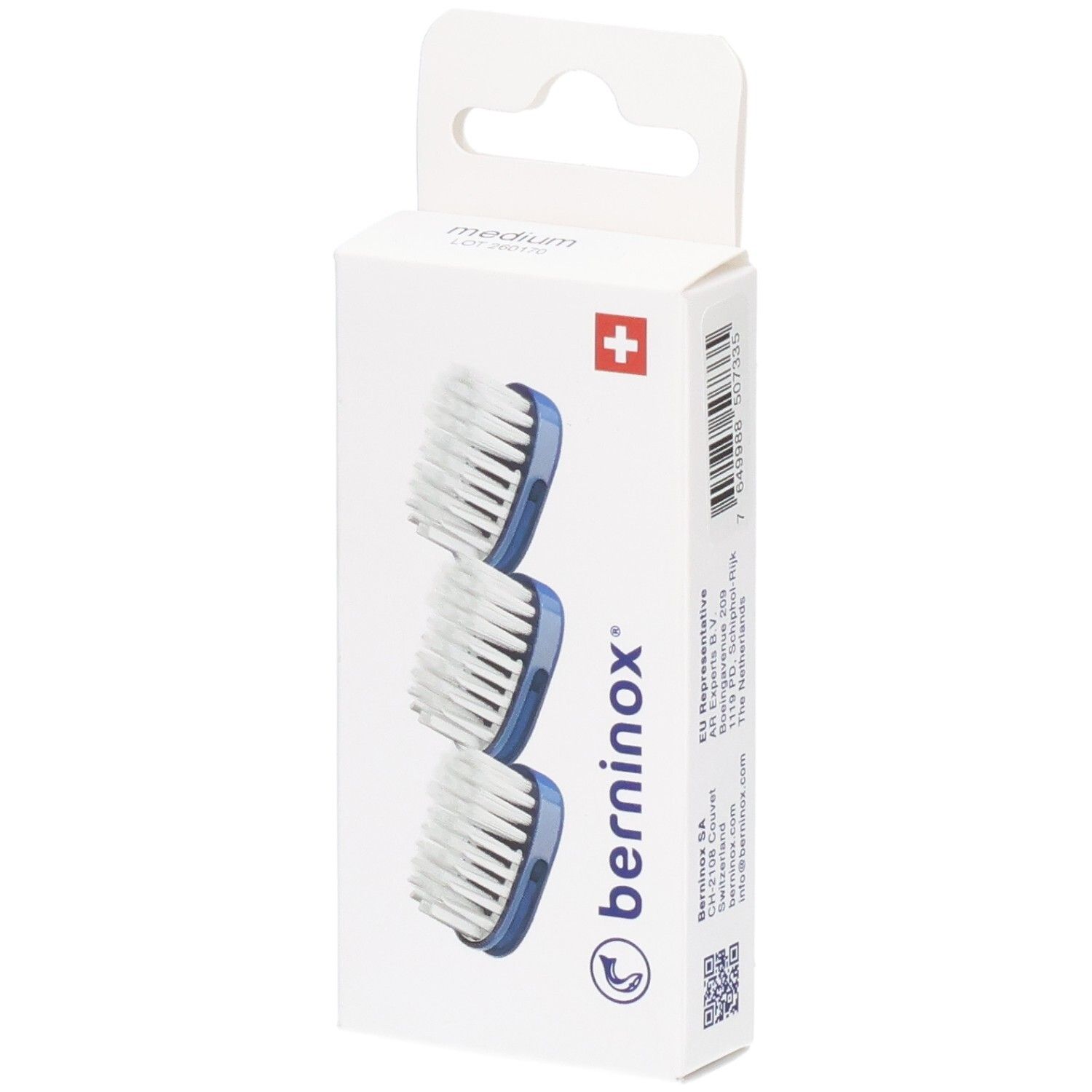 Berninox Ersatzköpfe blau medium 3 Stk St Zahnbürste