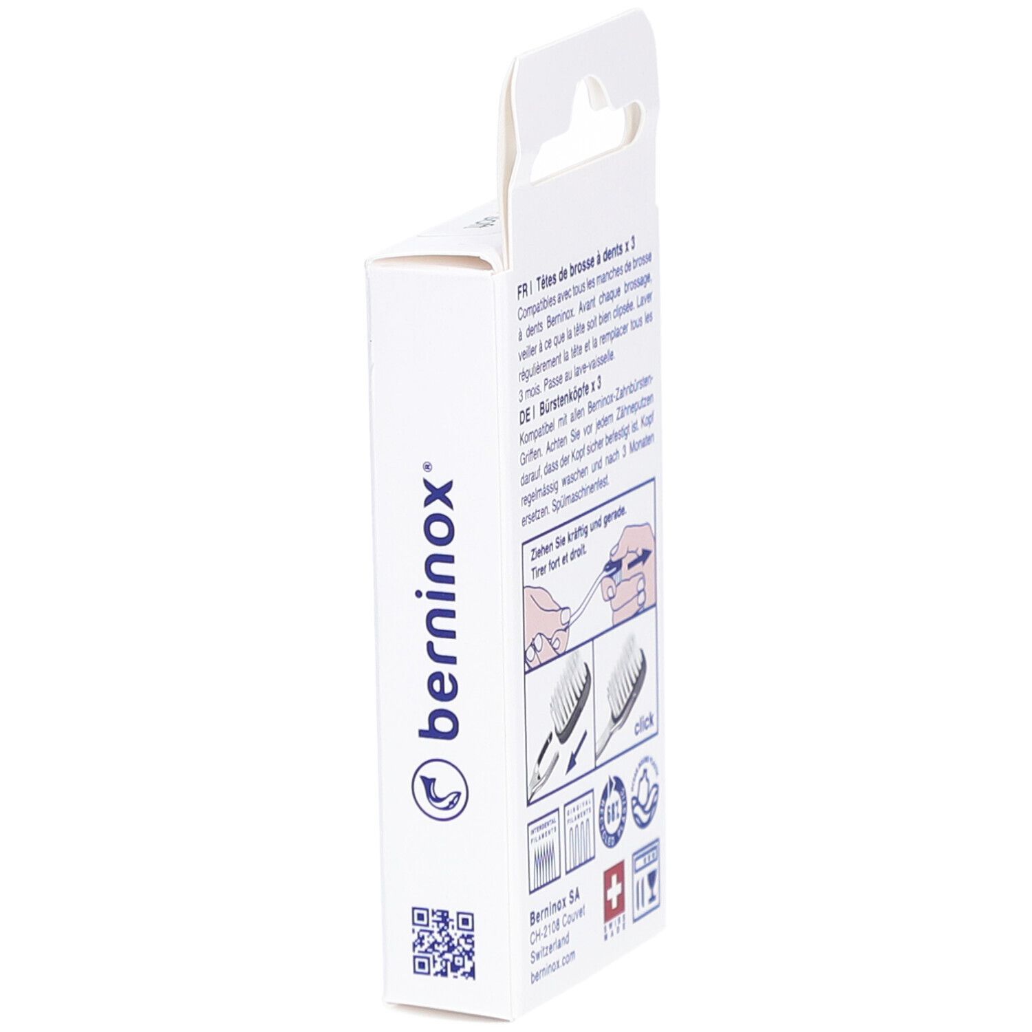 Rückseite der Verpackung mit Produktinformationen und Anweisungen. Markenlogo.