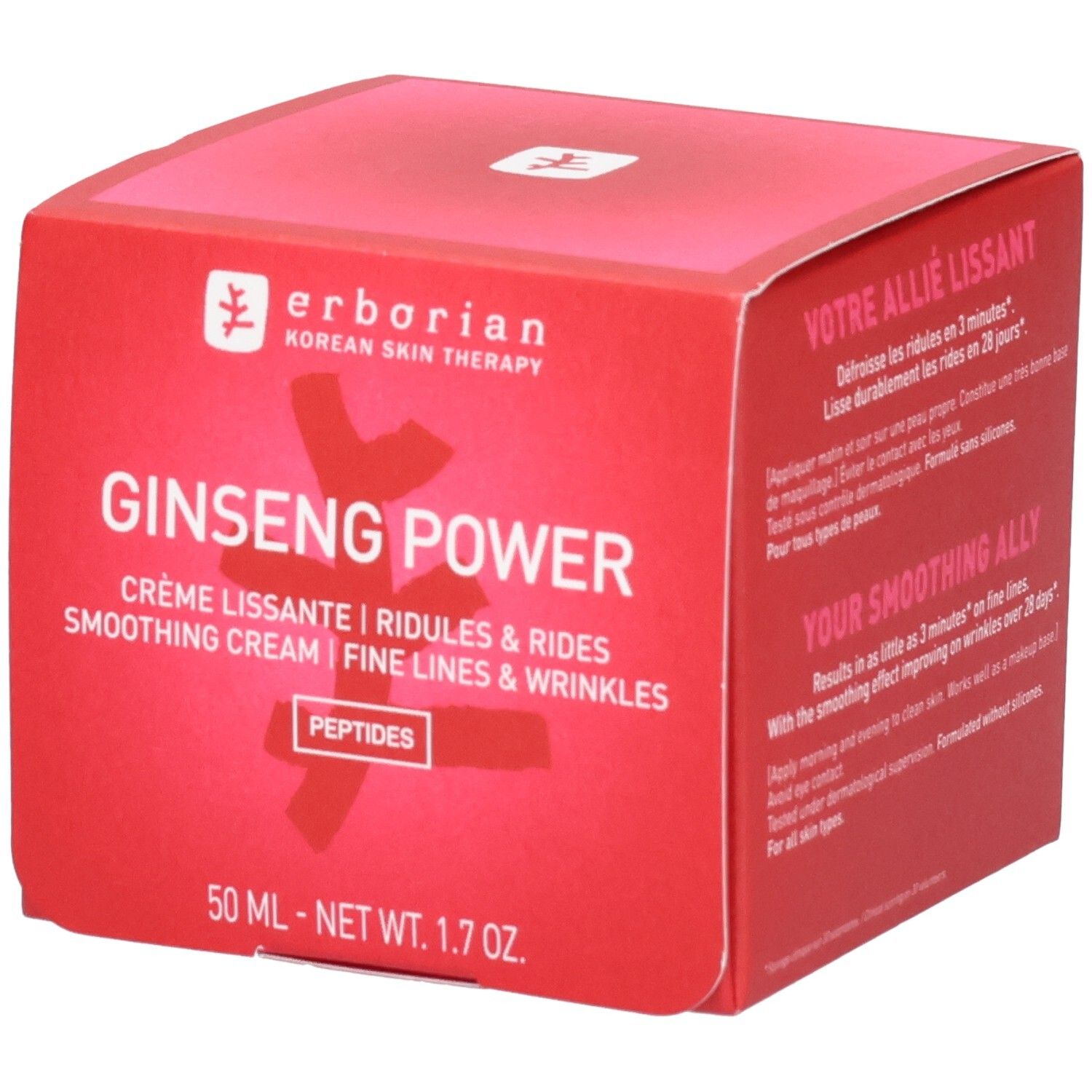 Erborian Ginseng Power Crème Verpackung. Glättende Anti-Aging-Tagespflege mit Peptiden.