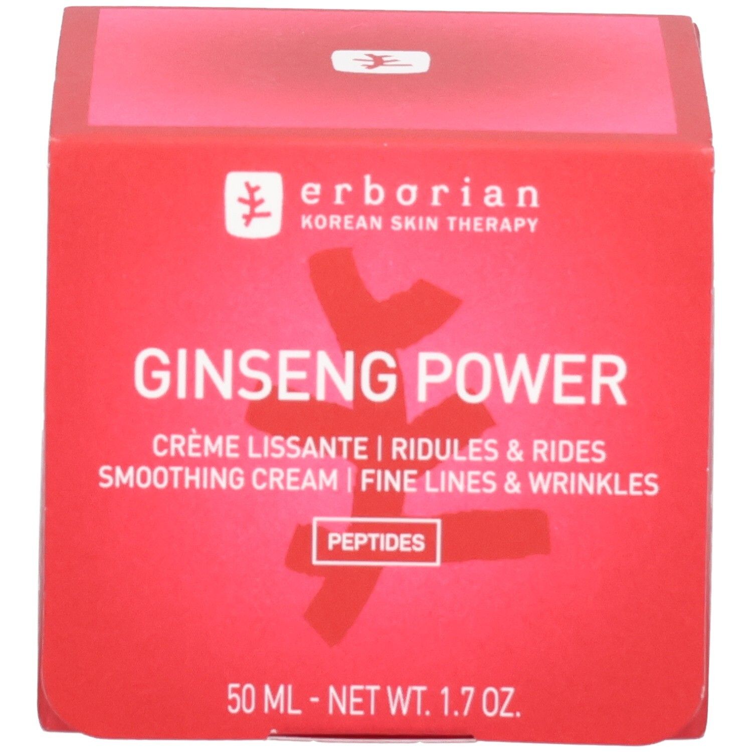 Erborian Ginseng Power Crème Verpackung. Glättende Anti-Aging-Tagespflege mit Peptiden.