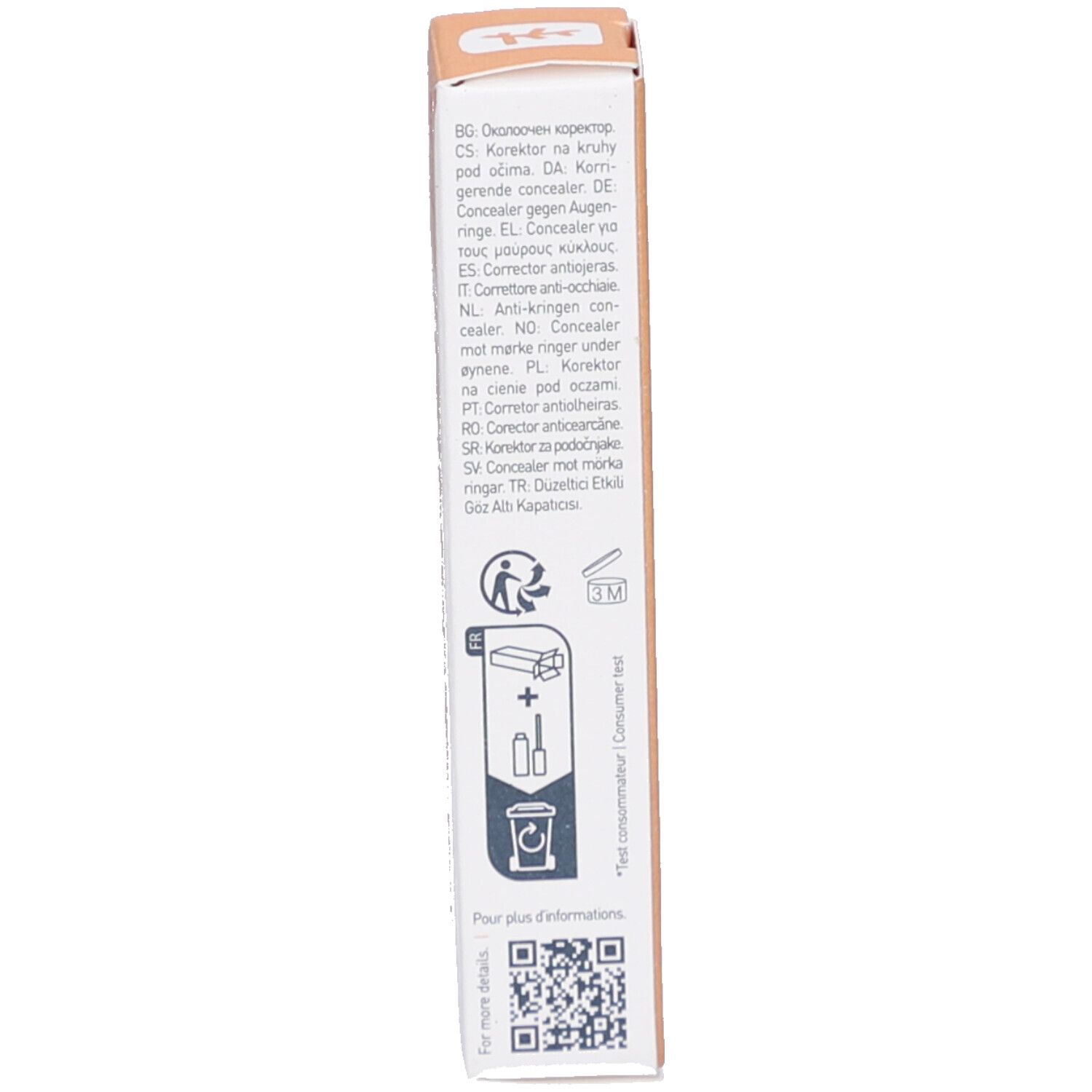 Verpackung, Text: Gebrauchsanweisung, QR-Code, Recycling-Symbole.