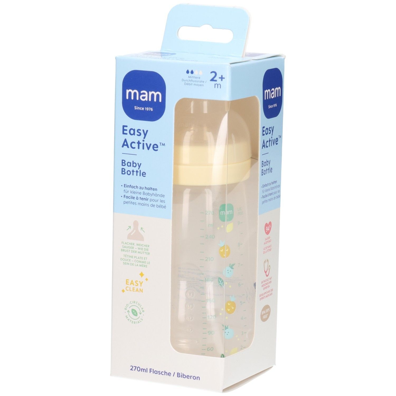 MAM Easy Active Baby Bottle Flasche 270ml 2+m Unis