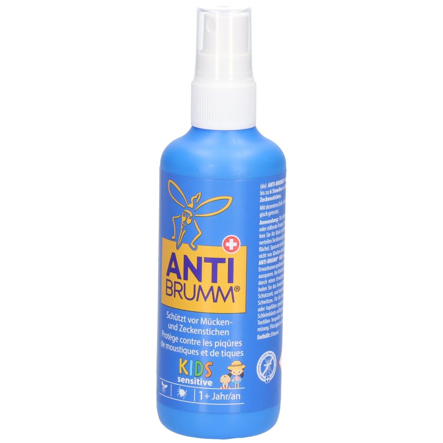 Vorderansicht der ANTI BRUMM Kids Sensitive Sprühflasche, Schutz vor Mücken.