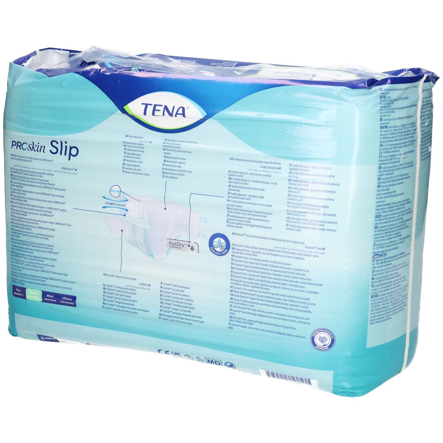 TENA Slip Super, Größe M, 30 Einlagen. Saugkern mit DuoLock CORE Technologie.