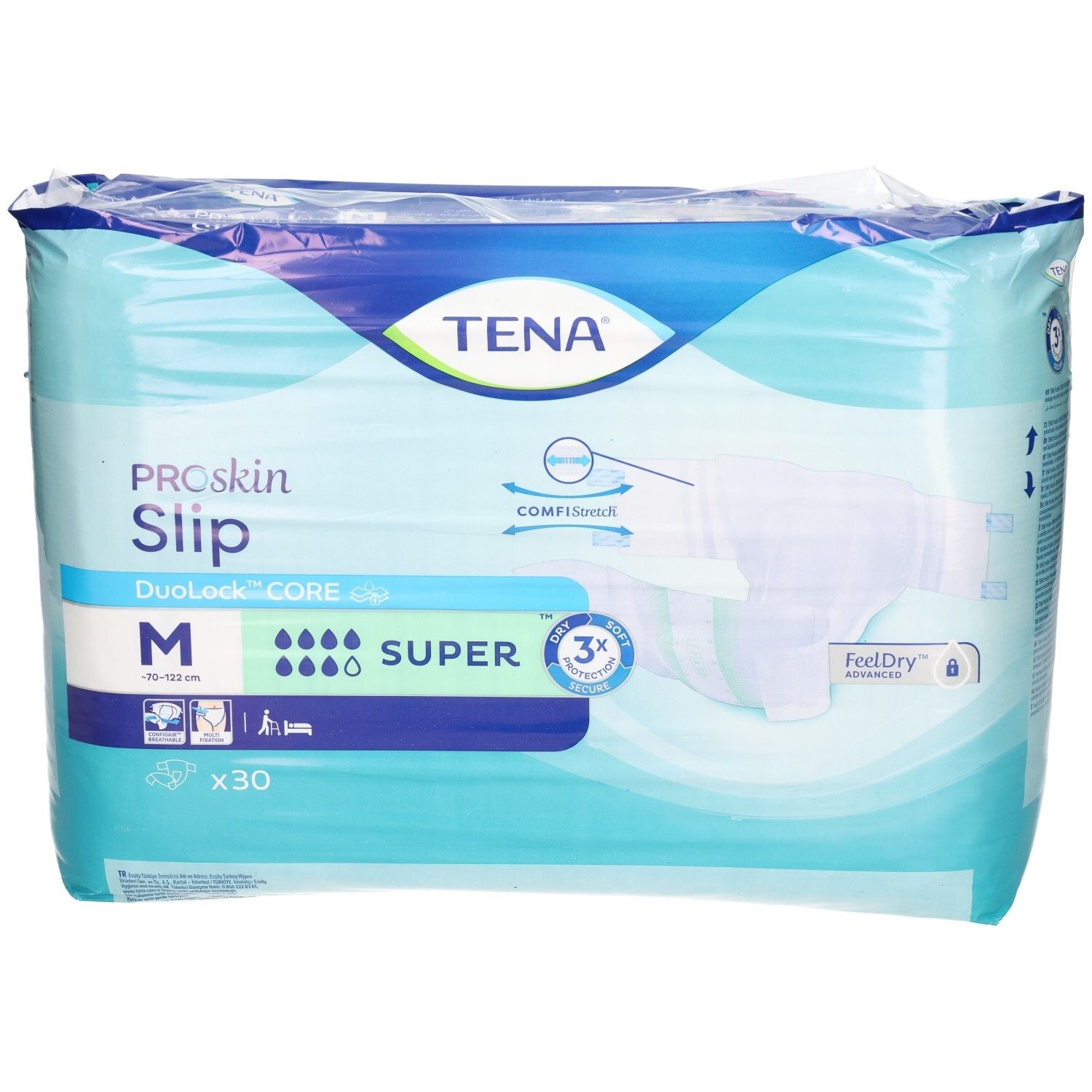 TENA Slip Super, Größe M, 30 Einlagen. Saugkern mit DuoLock CORE Technologie.