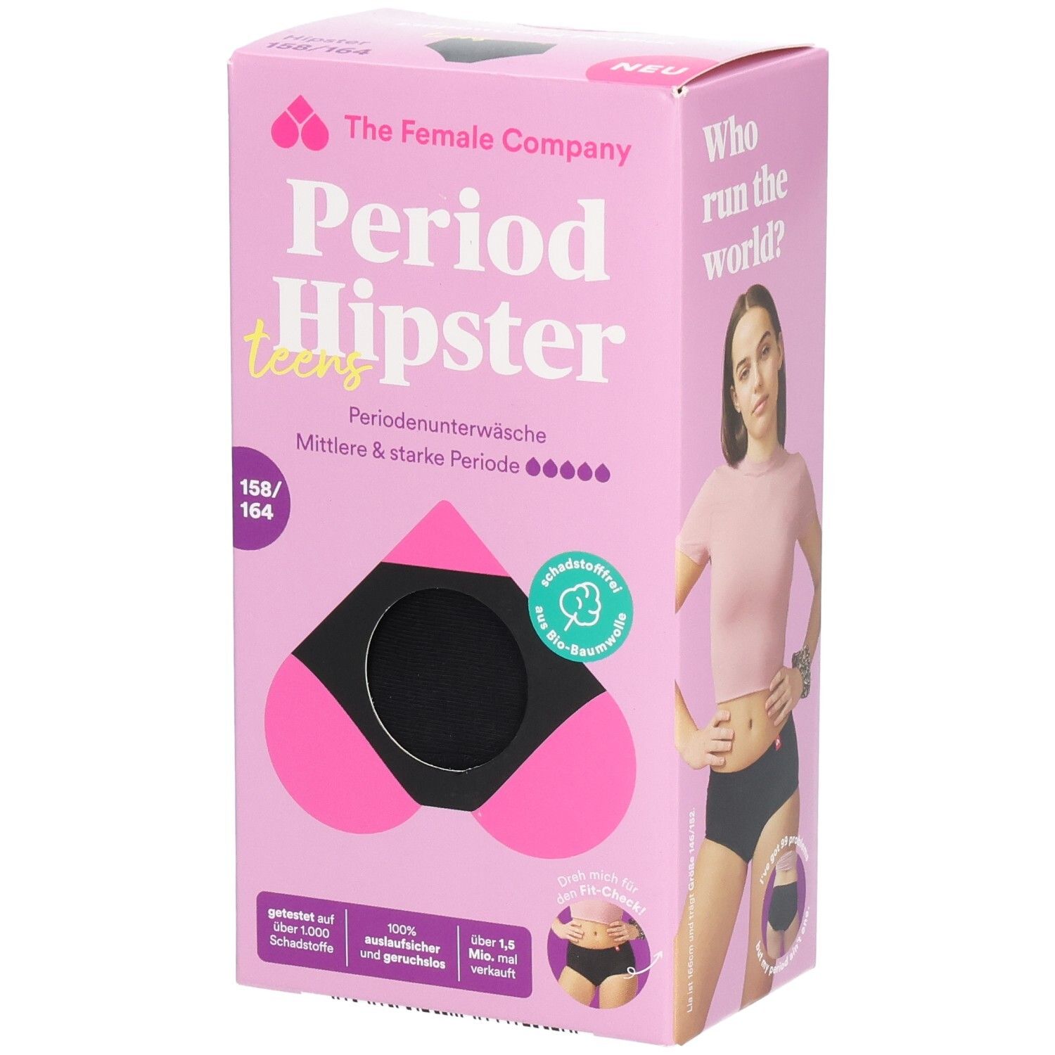 Female Company Periodensl Hip Tee 158/164 Cot schw 1 St Periodenslip