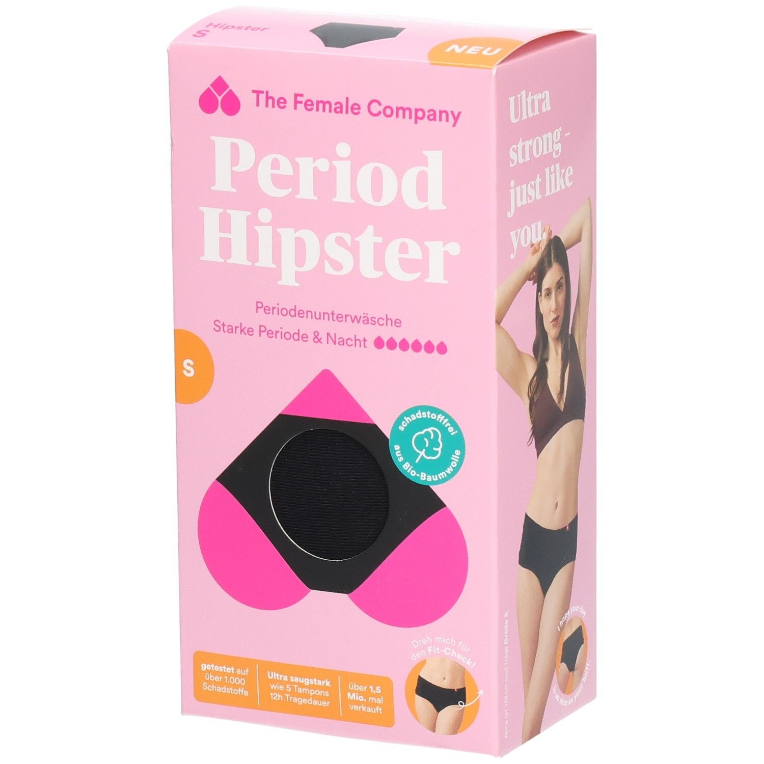 Female Company Periodenslip Hipster S Cotton schw 1 St