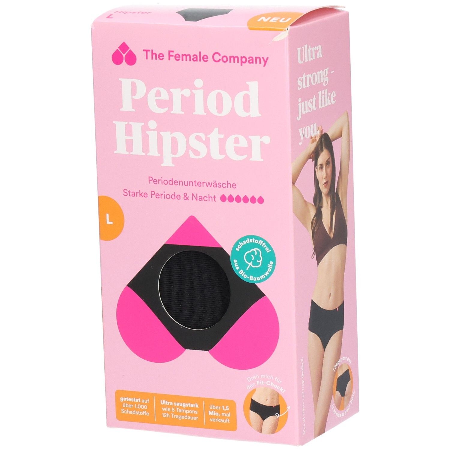 Female Company Periodenslip Hipster L Cotton schw 1 St