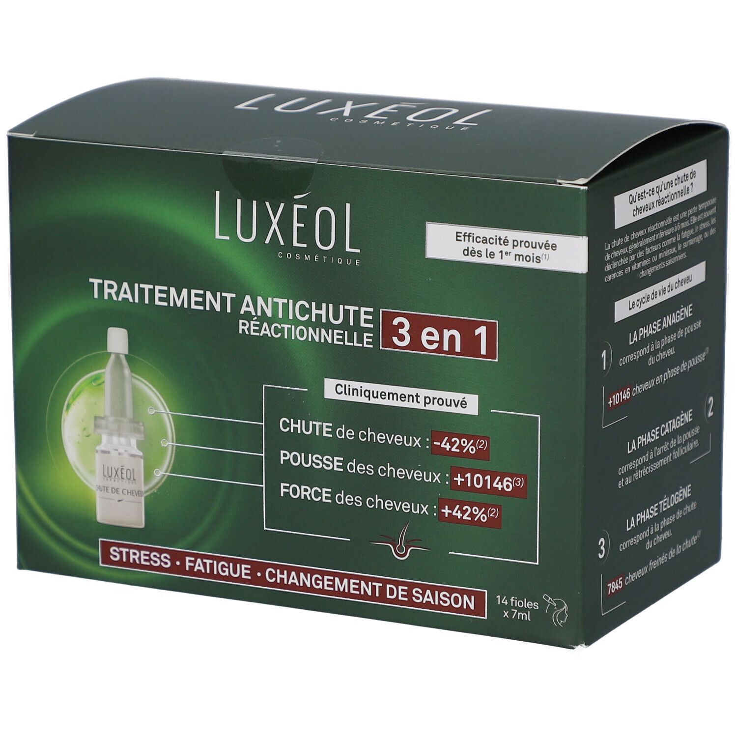 Luxéol 2-in-1-behandelingsprogramma voor reactief haarverlies 14×7 Injectieflacon