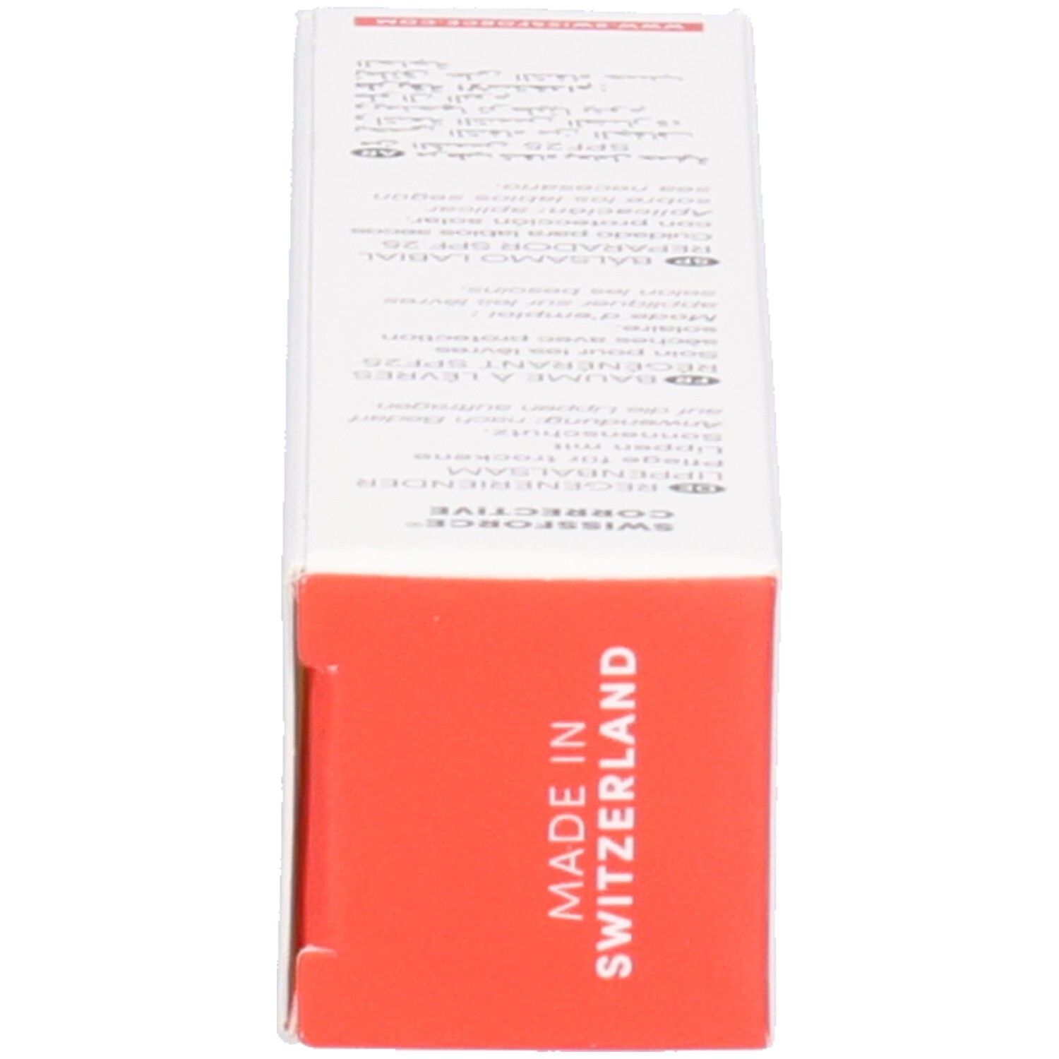 Produktverpackung. Text: SWISSFORCE, Made in Switzerland. Informationen auf der Verpackung.