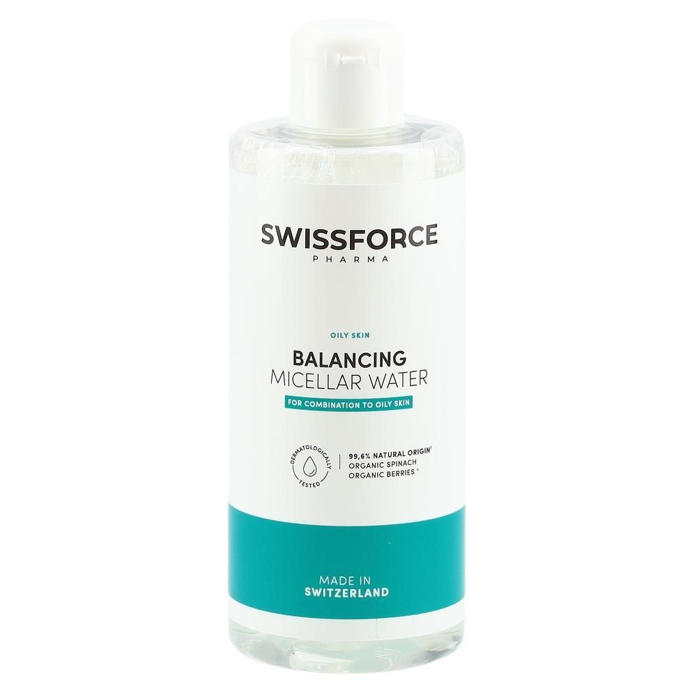 SWISSFORCE Balancing Mizellenwasser für ölige Haut. 99.5% natürliche Inhaltsstoffe. Made in Switzerland.