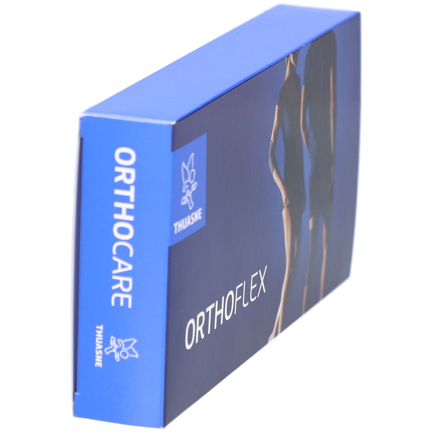 Blaue Orthoflex-Verpackung von Thuasne, Seitenansicht.