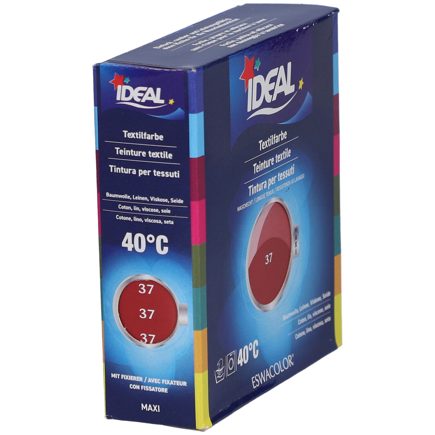 Ideal Textilfarbe, Hermesrot 37, in Kartonverpackung. Waschbar bei 40°C. Maxi-Packung.
