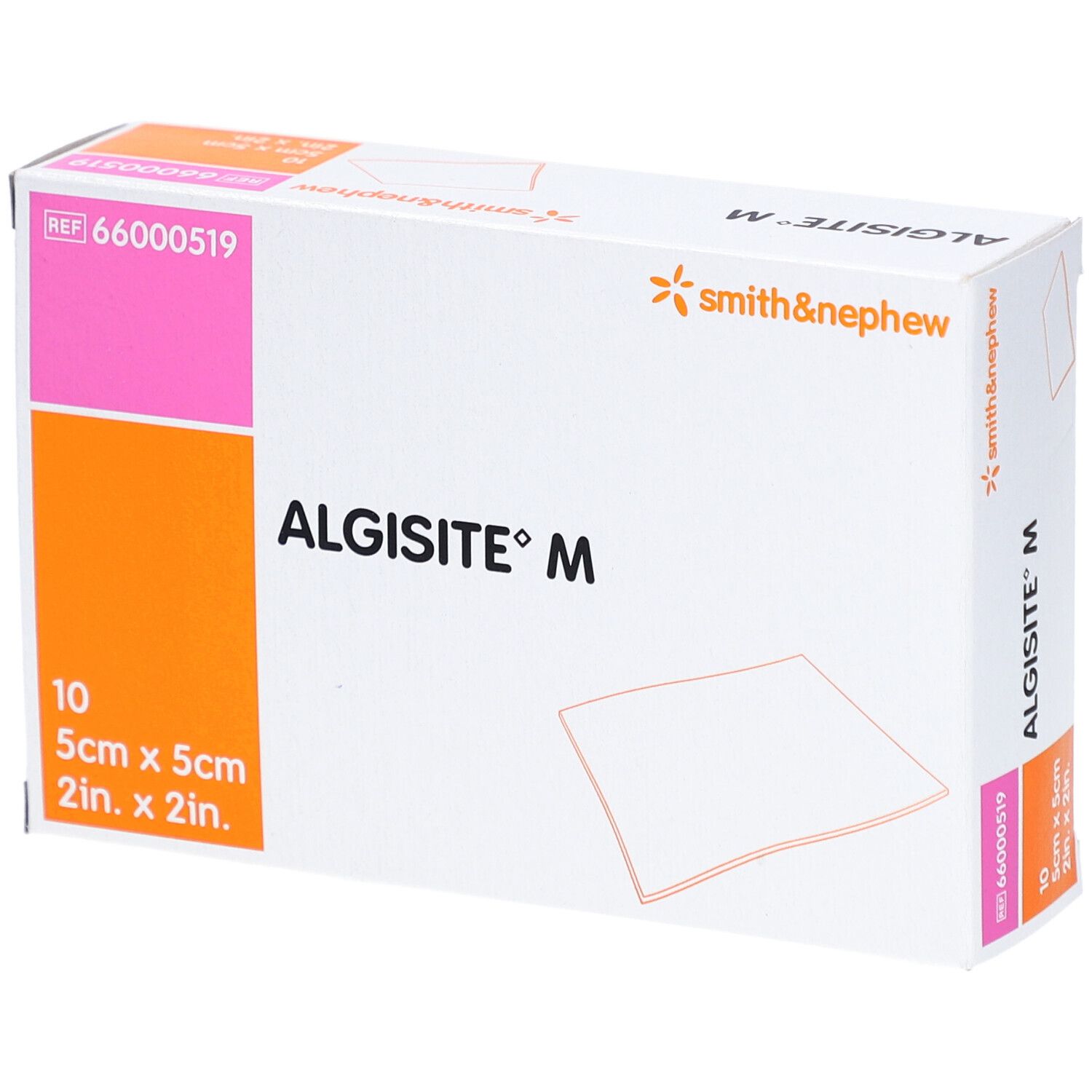 Boîte d'Algisit M, 5cm x 5cm. Contient 10 pièces. Marque Smith & Nephew.