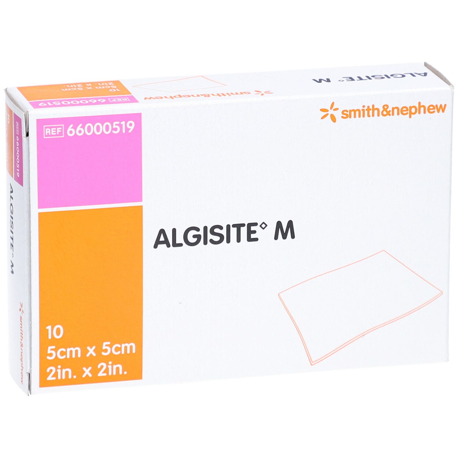Boîte d'Algisit M, 5cm x 5cm. Contient 10 pièces. Marque Smith & Nephew.