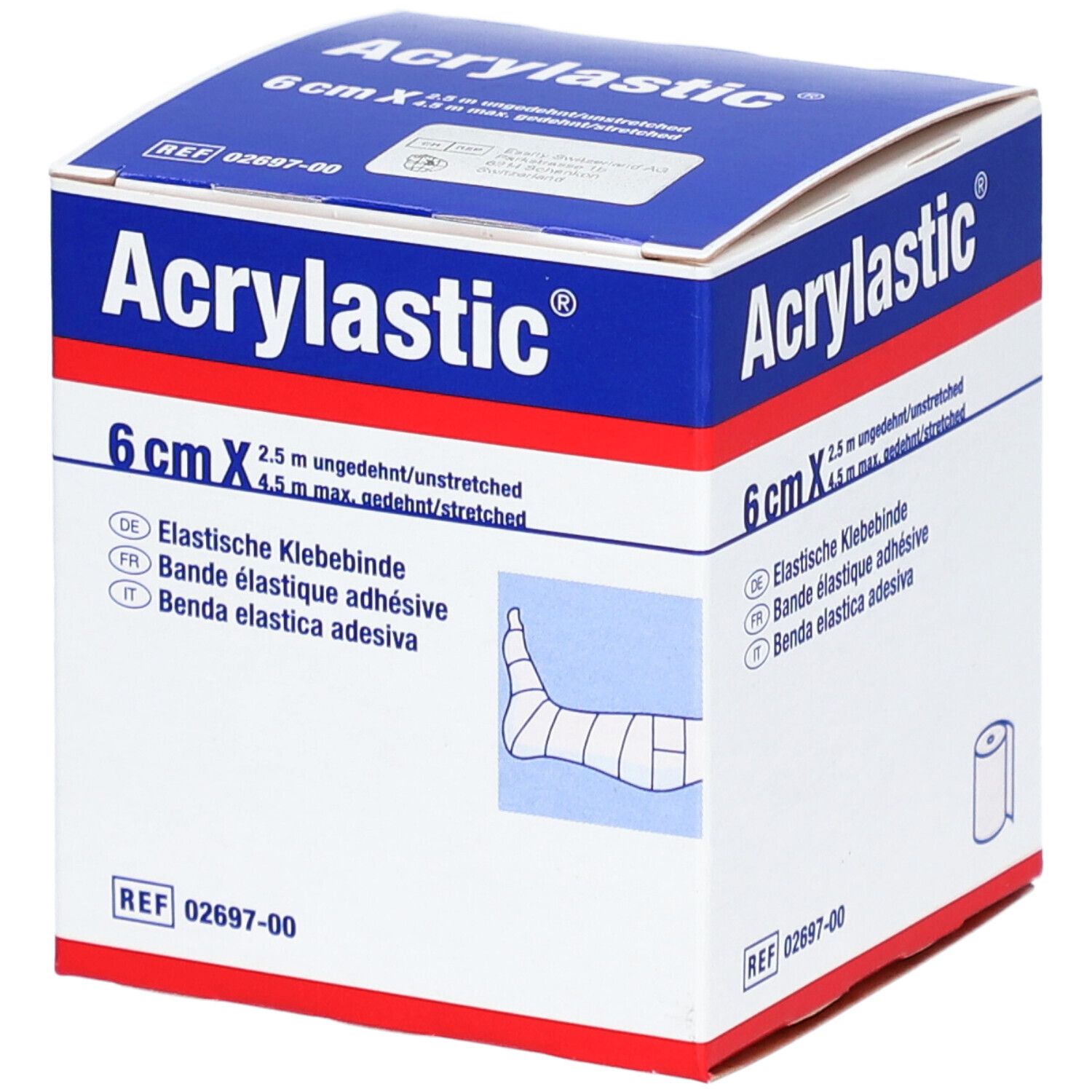Acrylastic® Bande élastique longitudinale 2,5 m x 6 cm
