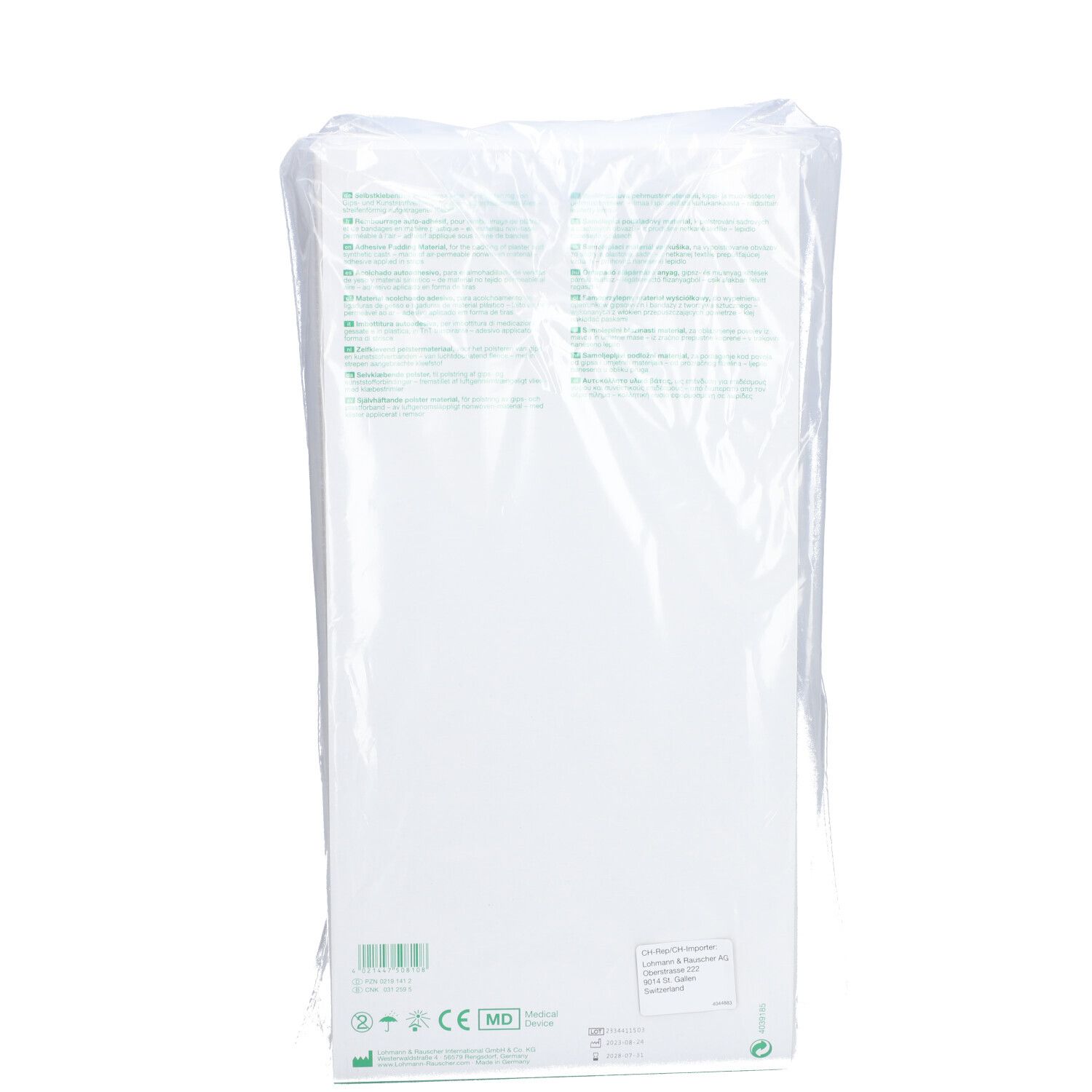 Rückseite der Cellona Kissen Verpackung. Informationen und CE-Kennzeichnung.
