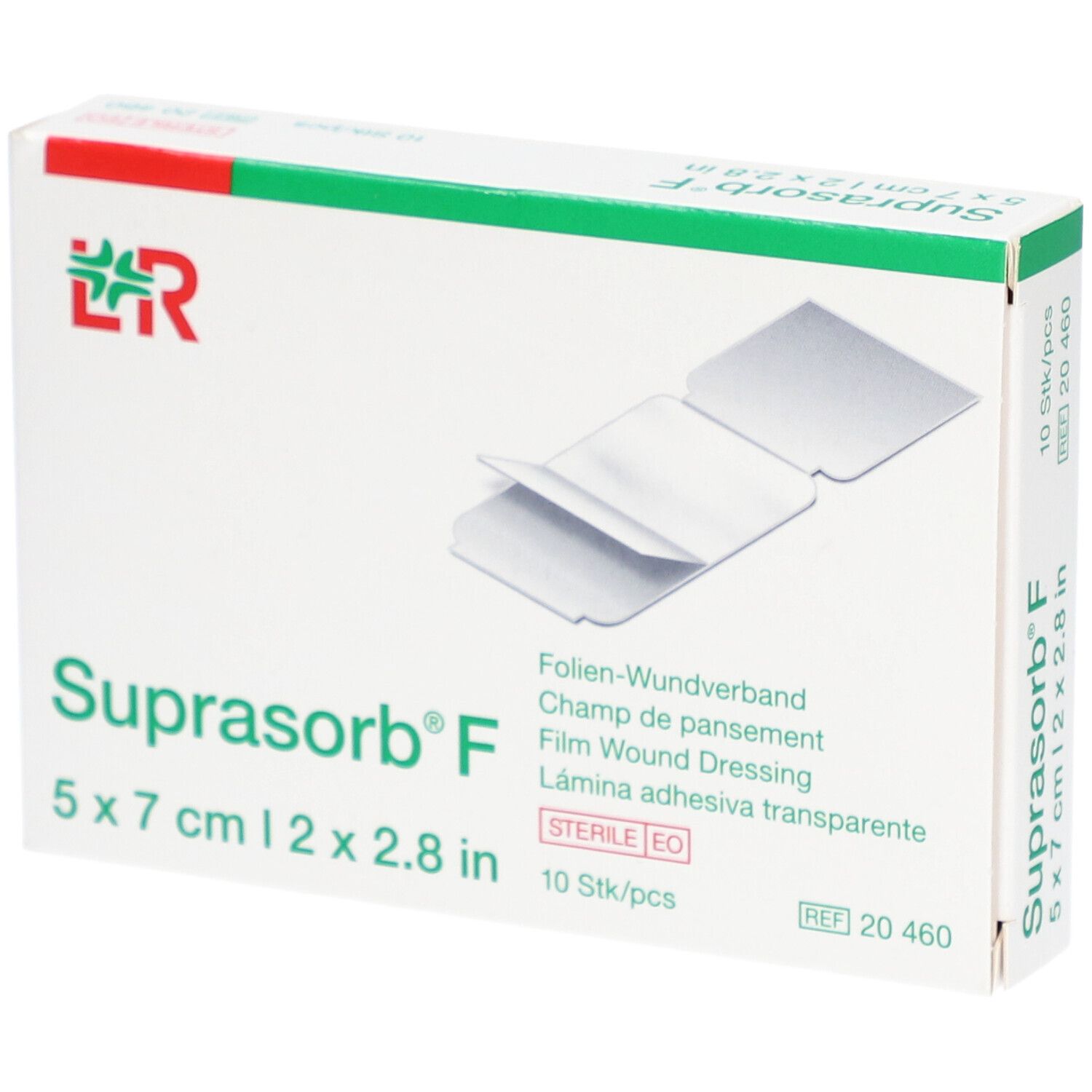 Emballage de Suprasorb® F. Pansement film, 5 x 7 cm. 10 pièces. Stérile.