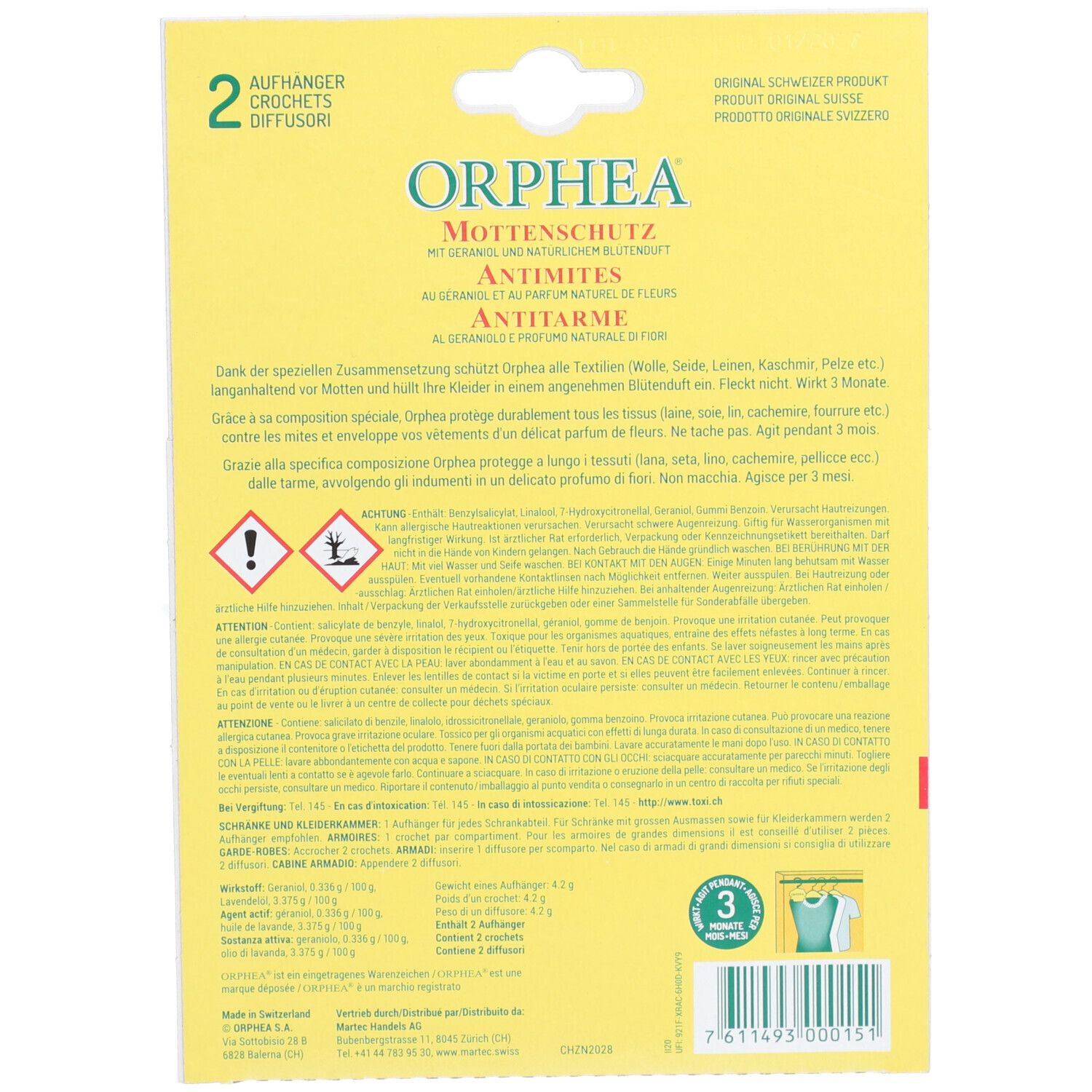 ORPHEA Antimites pour Grandes armoires Géraniol et fleurs 2 pc(s) Autre view 2