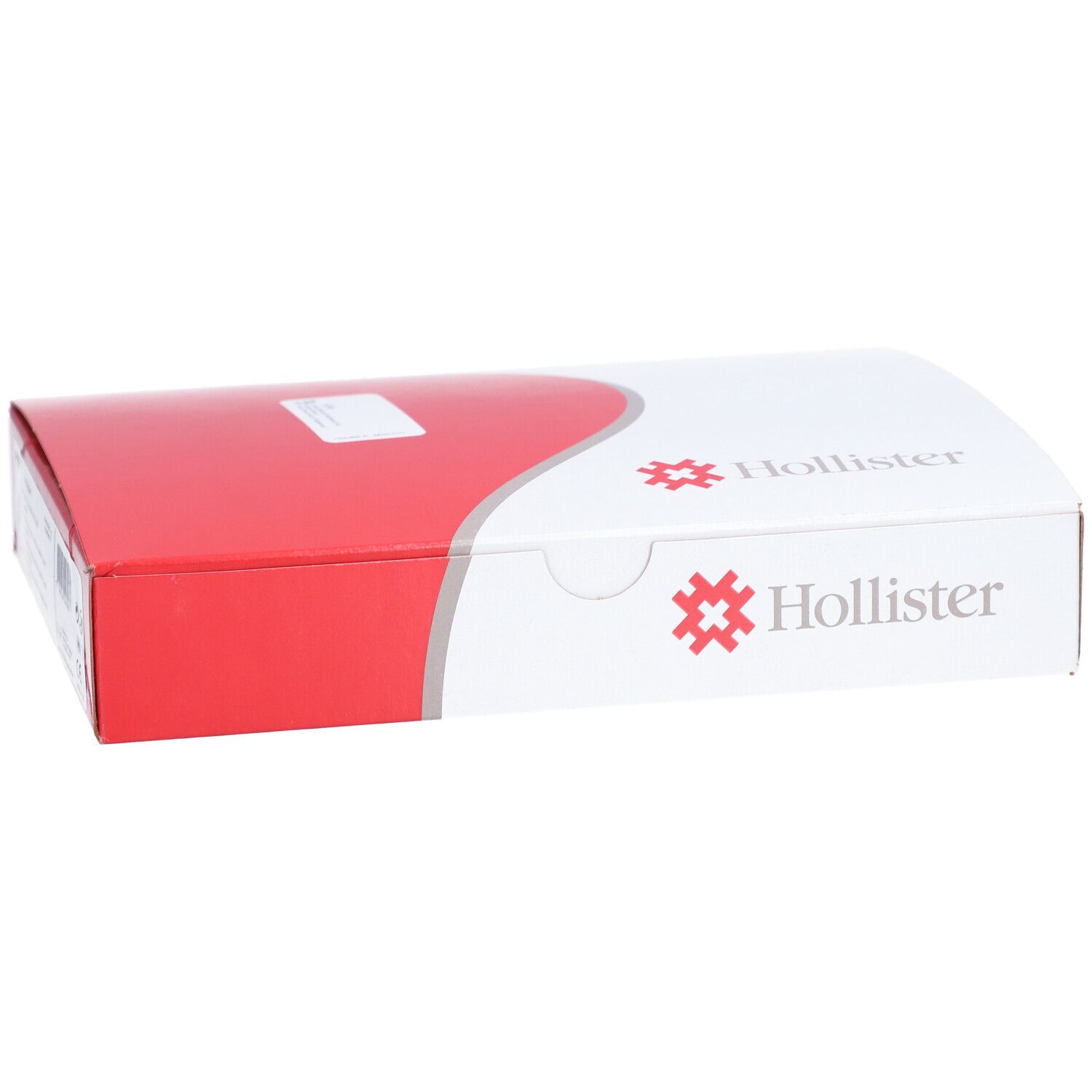 Verpackung, rot-weiß. Logo Hollister. Produktcode 9662. Barcode. CE-Kennzeichnung.