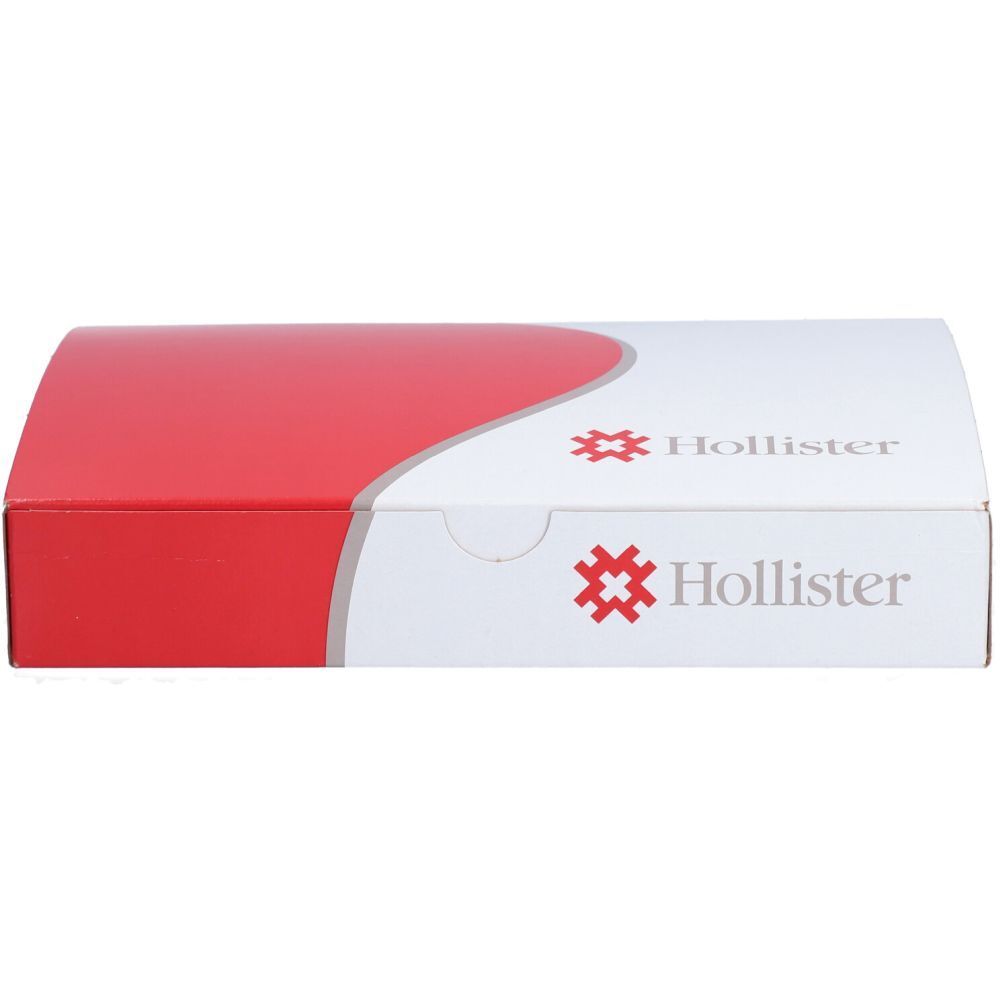 Verpackung von Hollister. Rot-weiße Schachtel mit Hollister-Logo. Abgerundete Form.