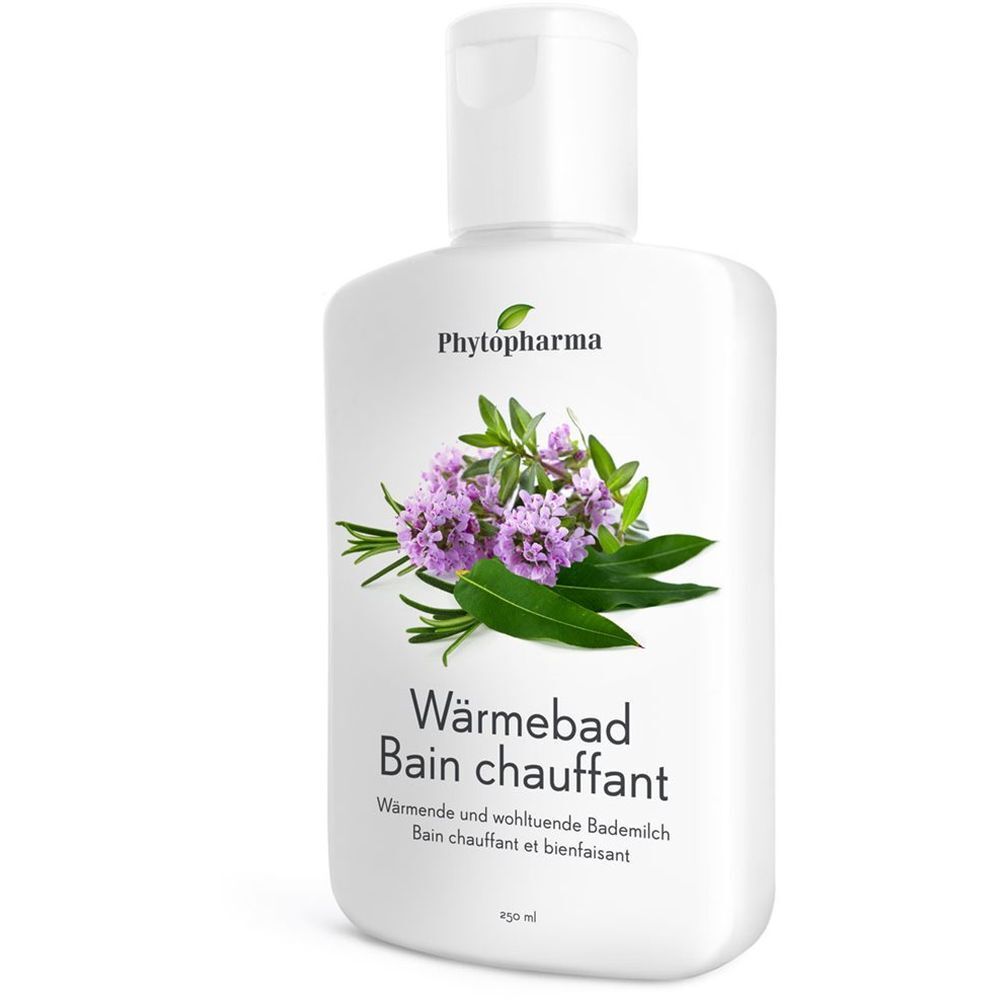 Flacon blanc avec bouchon blanc. Étiquette avec nom du produit, logo et illustration florale. 250 ml.