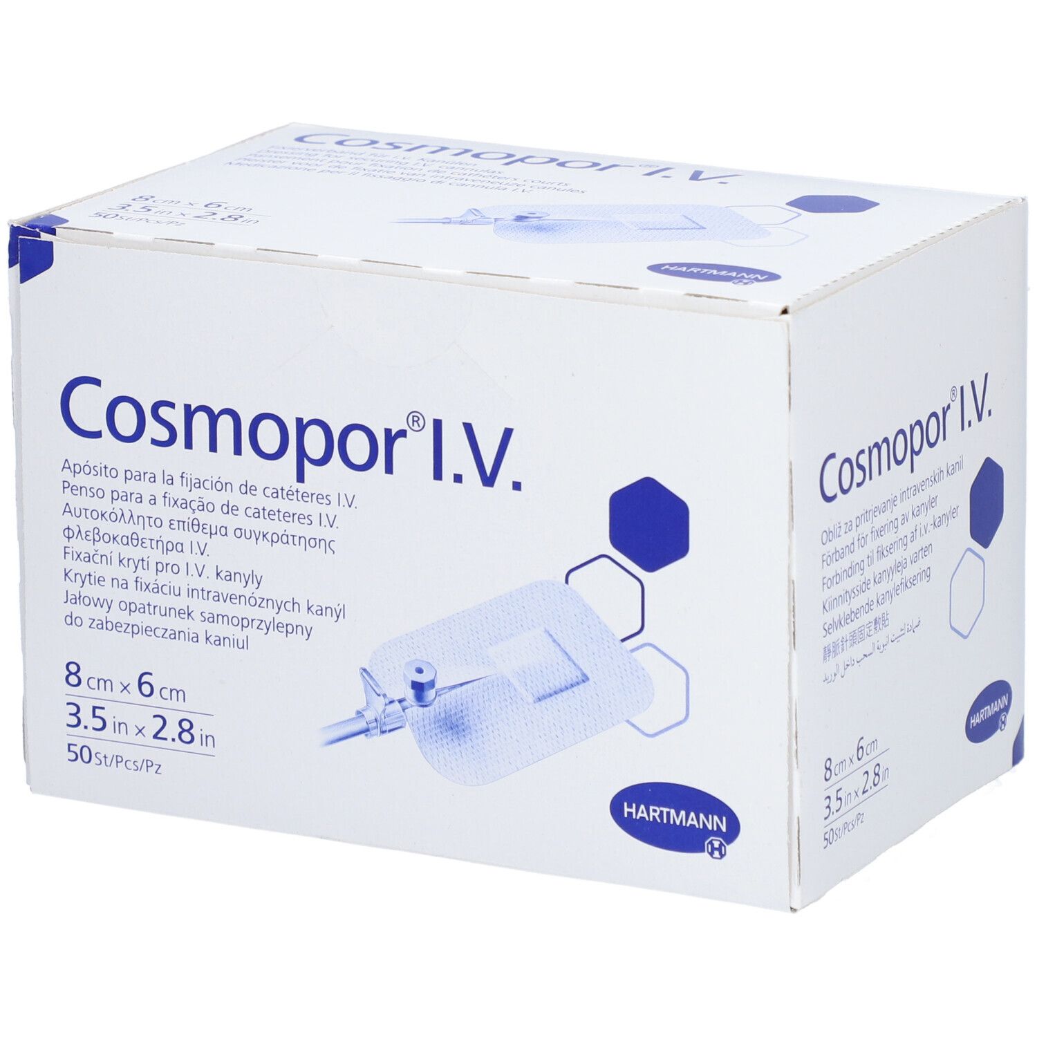 Hartmann Cosmopor® I.v. Pansement pour fixation de cathéters courts 8 x 6 cm