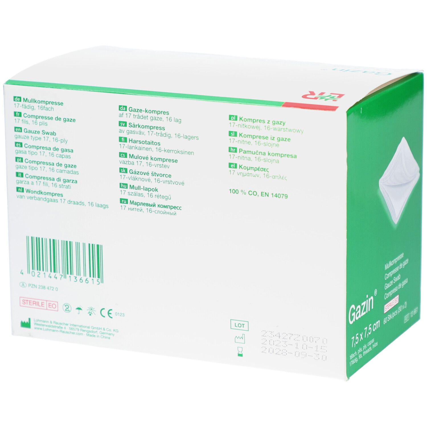 Gazin® Kompresse 7,5 cm x 7,5 cm steril 16 fach