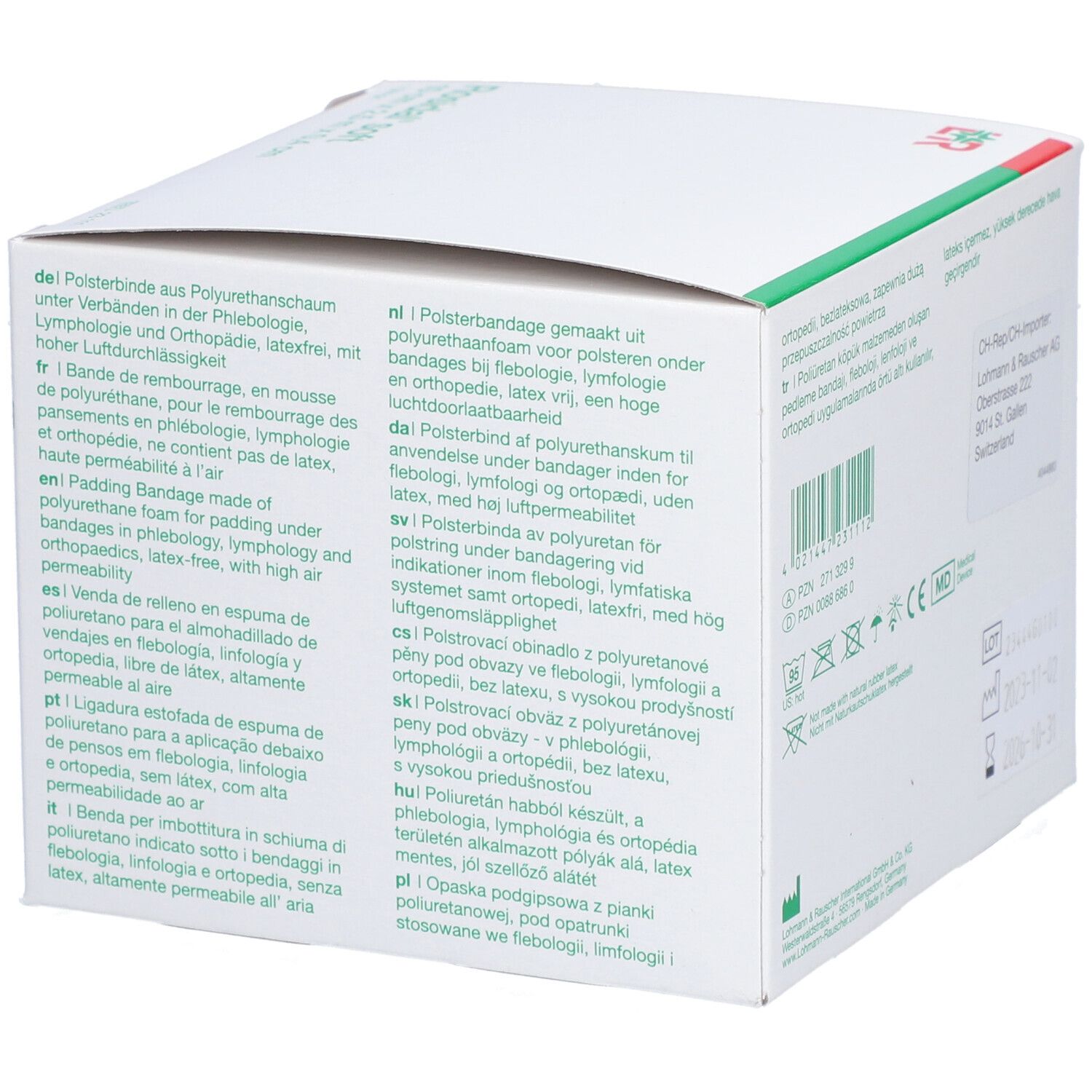 Emballage avec texte multilingue. Description du produit. Marquage dispositif médical.
