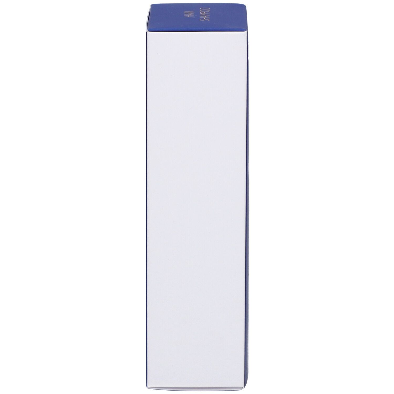 Schmale, weiße Produktverpackung. Oben: blau. Seitenansicht. Keine weiteren Details sichtbar.