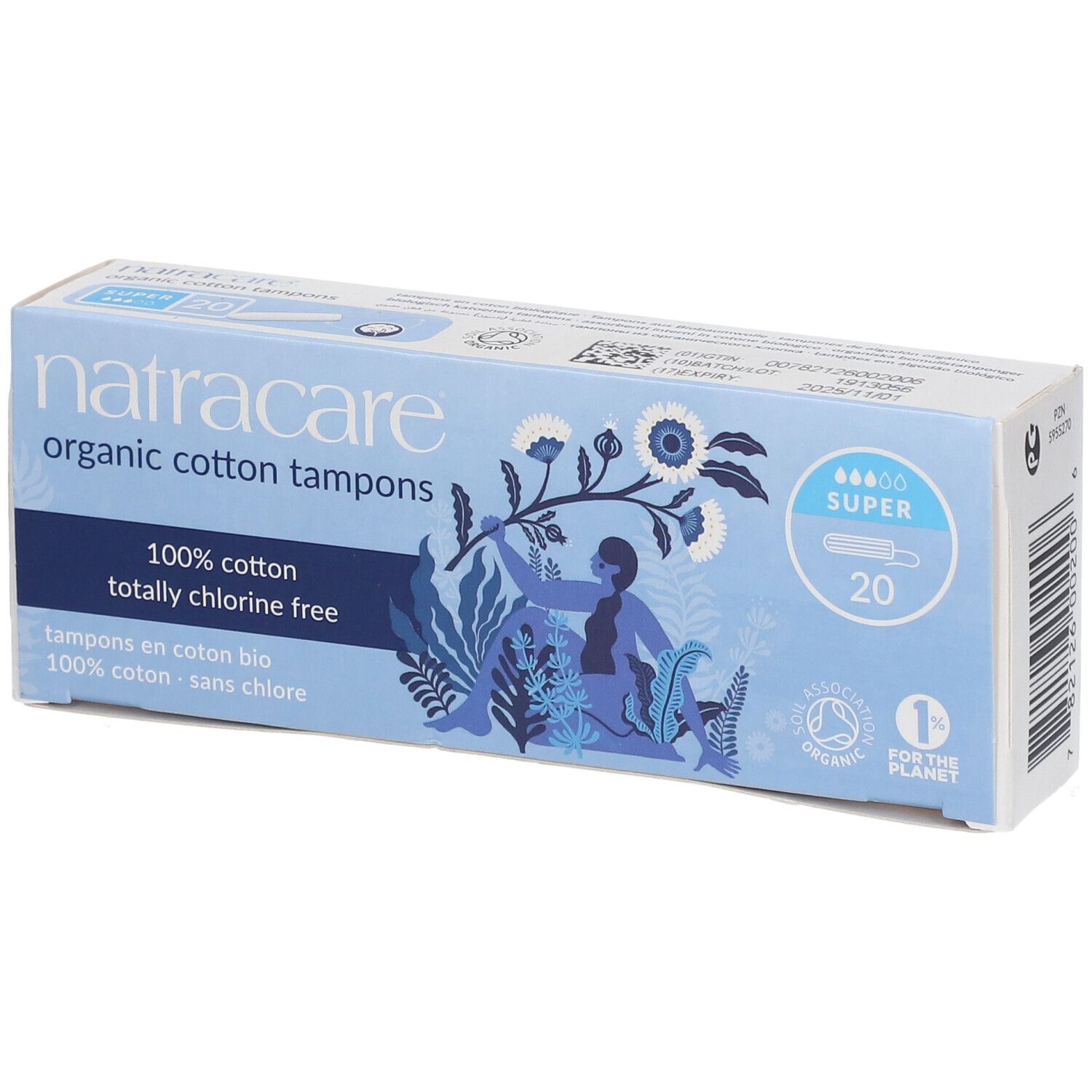 Natracare Tampons en coton bio super sans applicateur