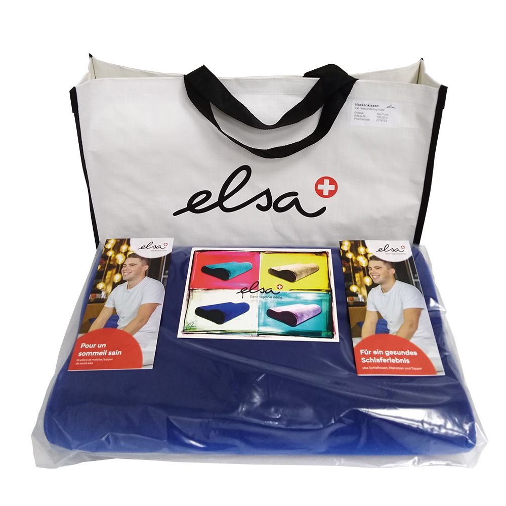 Elsa Coussin pour la nuque 50 x 11 cm Taie velours Bleu roi