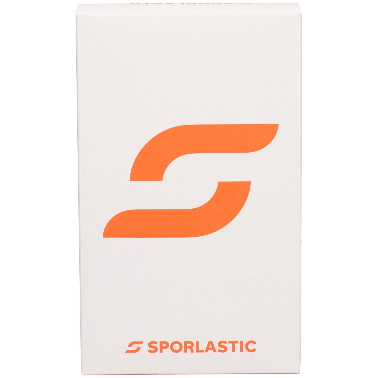 Weiße Sporlastic Produktverpackung mit orangefarbenem Logo.
