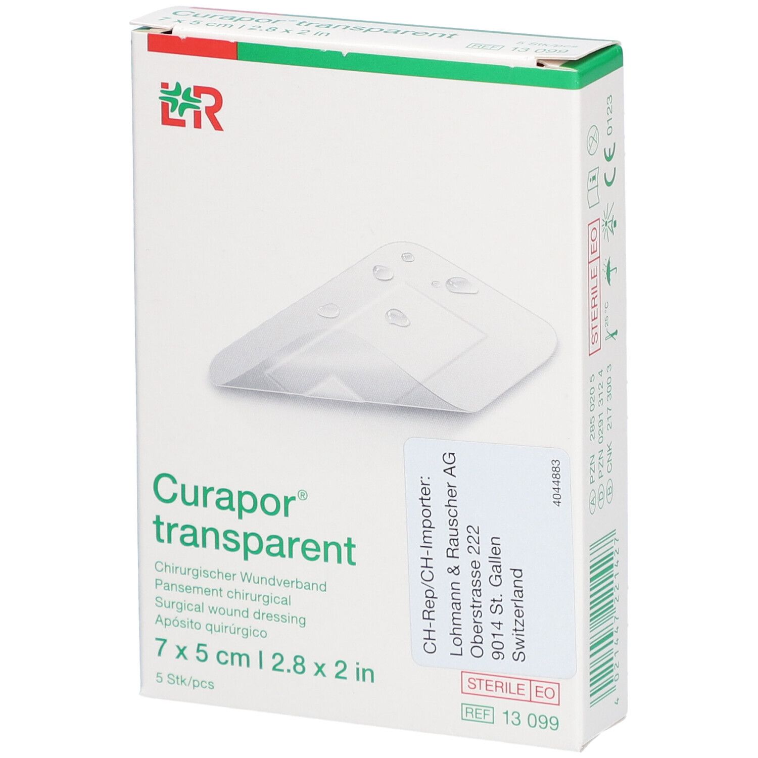 L&R Curaport® Pansement Chirurgical stérile Transparant 7 x 5 cm