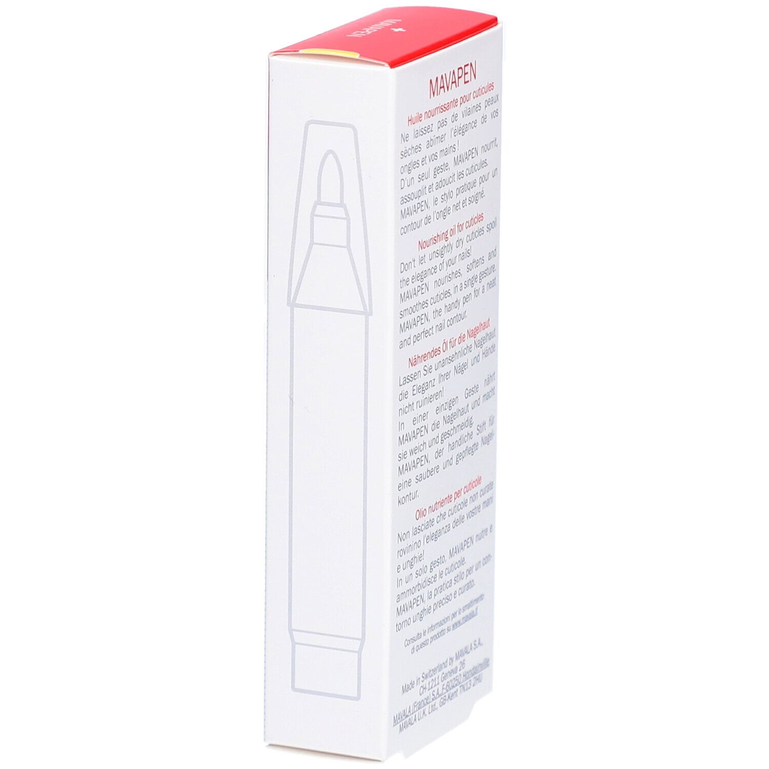 Verpackung mit Produktabbildung. Logo und Produktname. 4,5 ml.