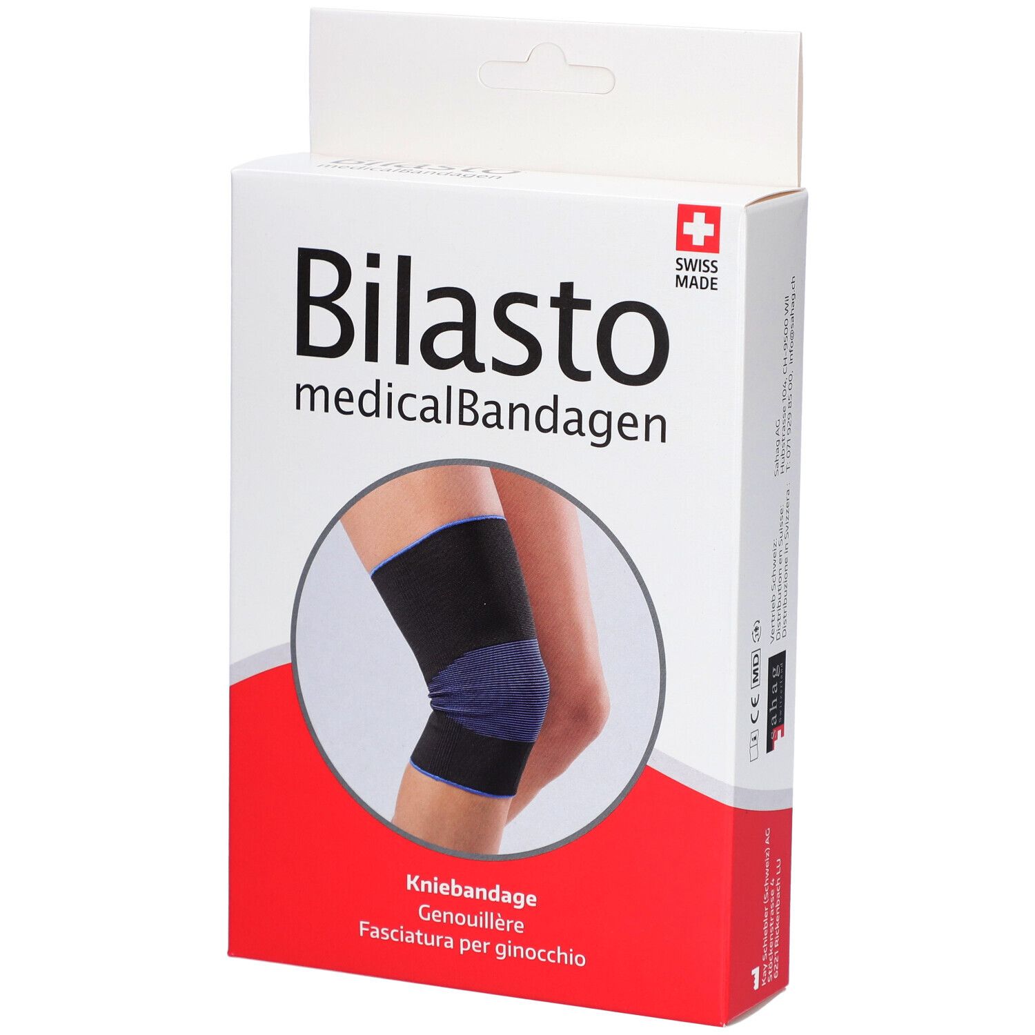 Bilasto Kniebandage M schwarz/blau