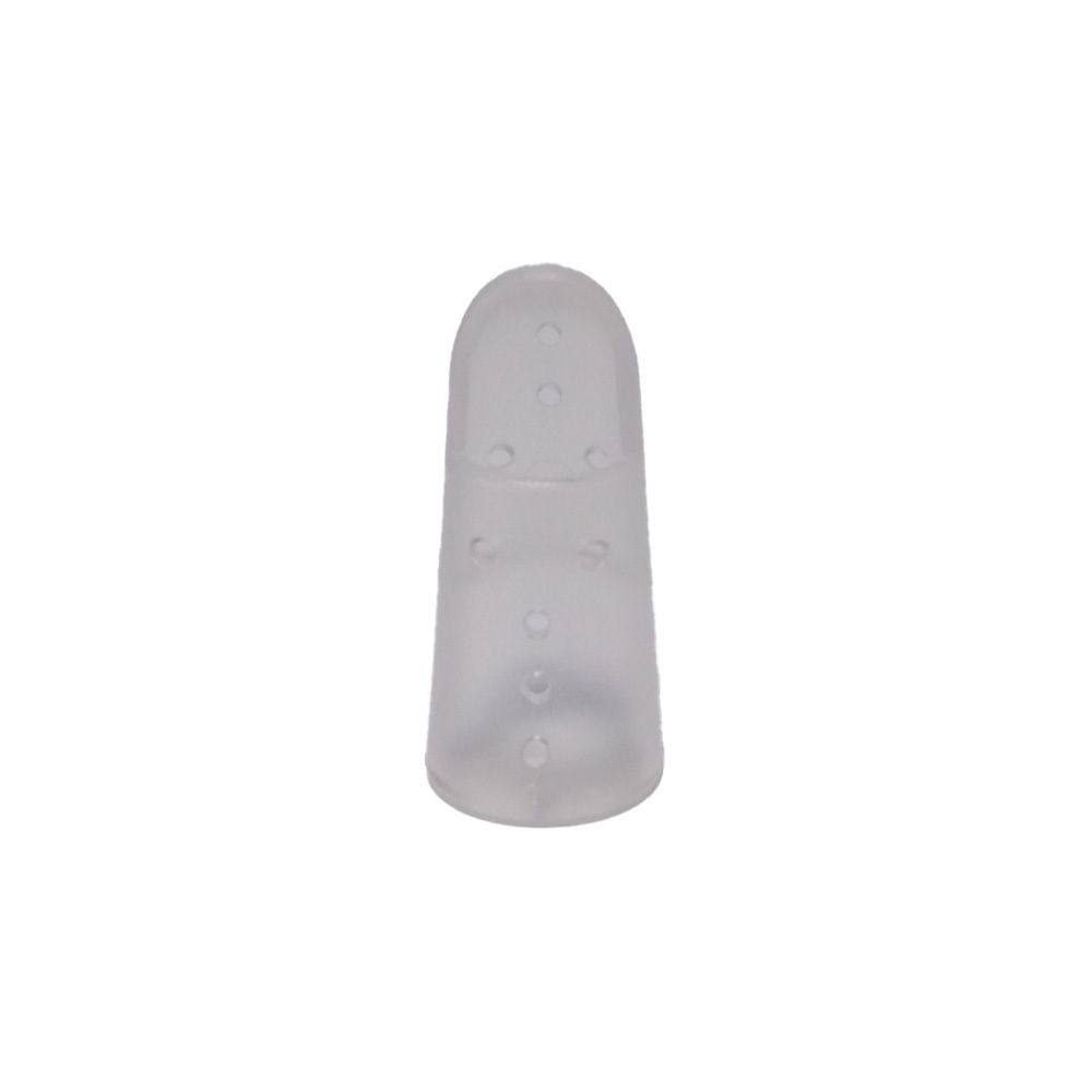 Transparente, fingerförmige Schiene mit Löchern. Konisch zulaufend.