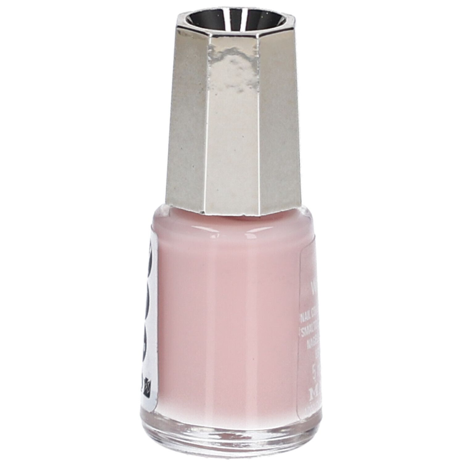 Nagellackflasche, rosa. Silberfarbener Deckel. Aufschrift: 97 Wichita, Nail Color, 5 ml, Mavala.