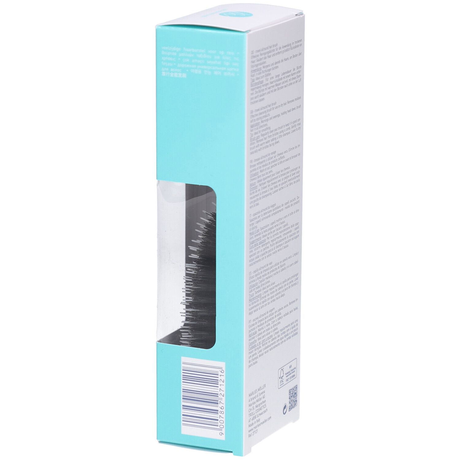 Produktverpackung, Seite mit Barcode. Marke Marlies Möller, Produktname.