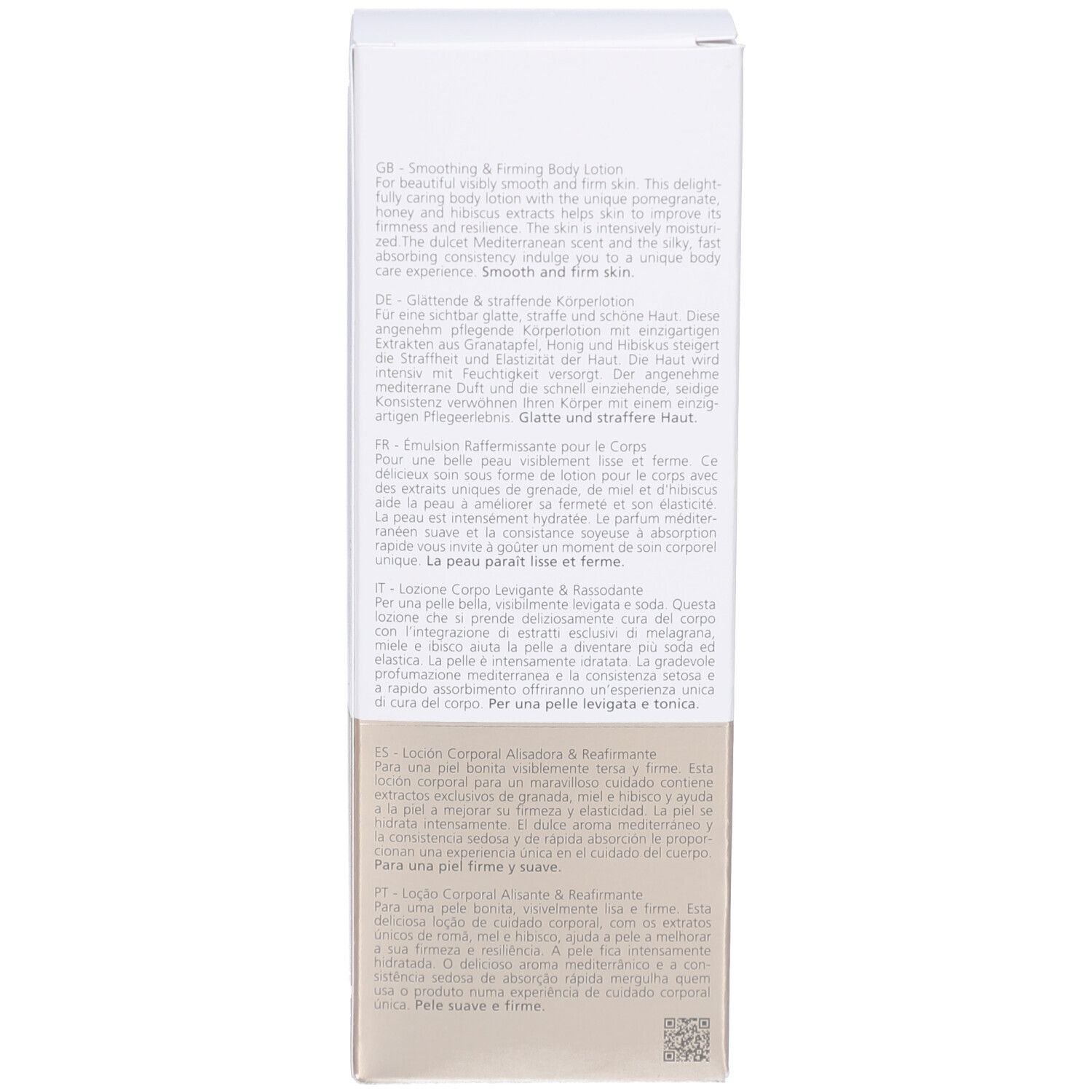 Verpackung, Seite. Text in Englisch, Deutsch, Niederländisch, Italienisch, Spanisch und Portugiesisch.