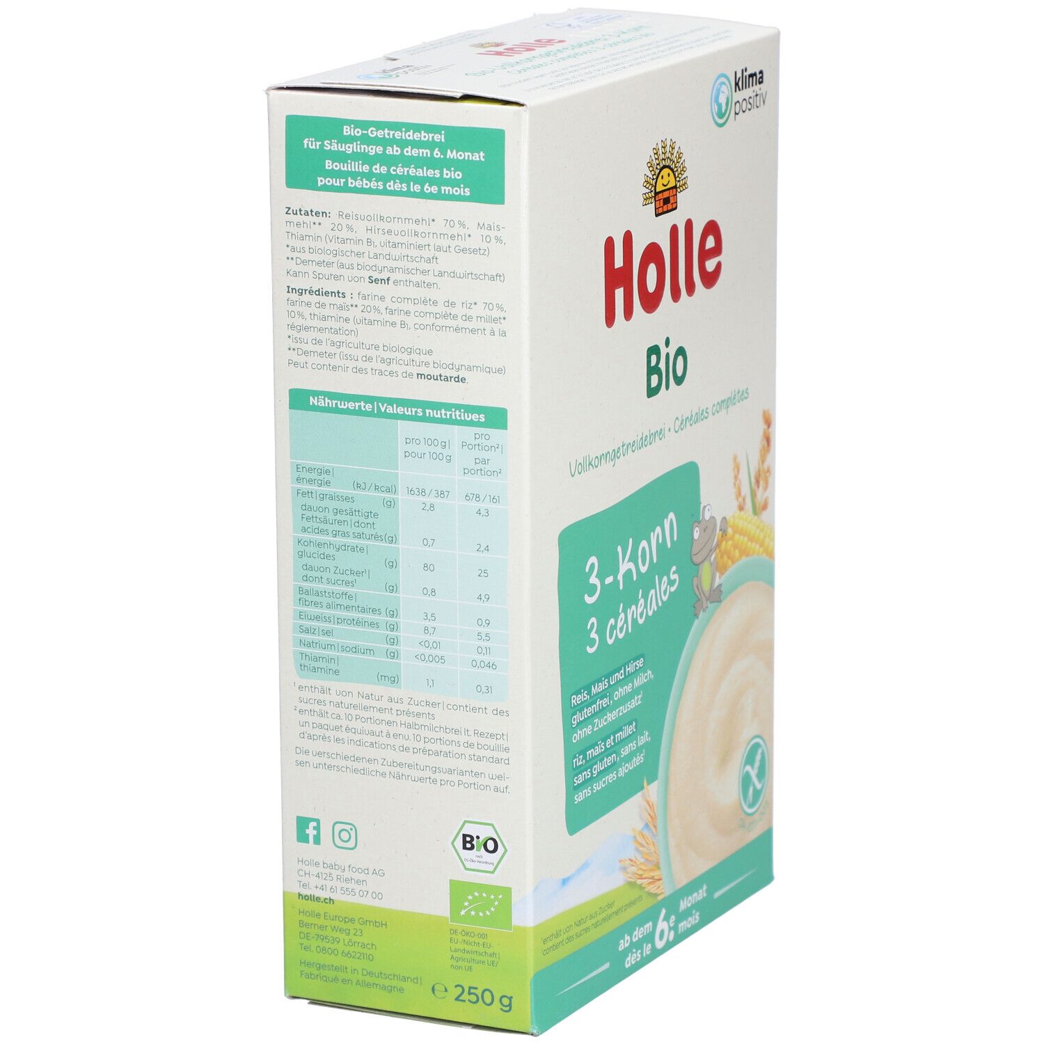 HOLLE Bio-Vollkorn-Babybrei 3-Korn