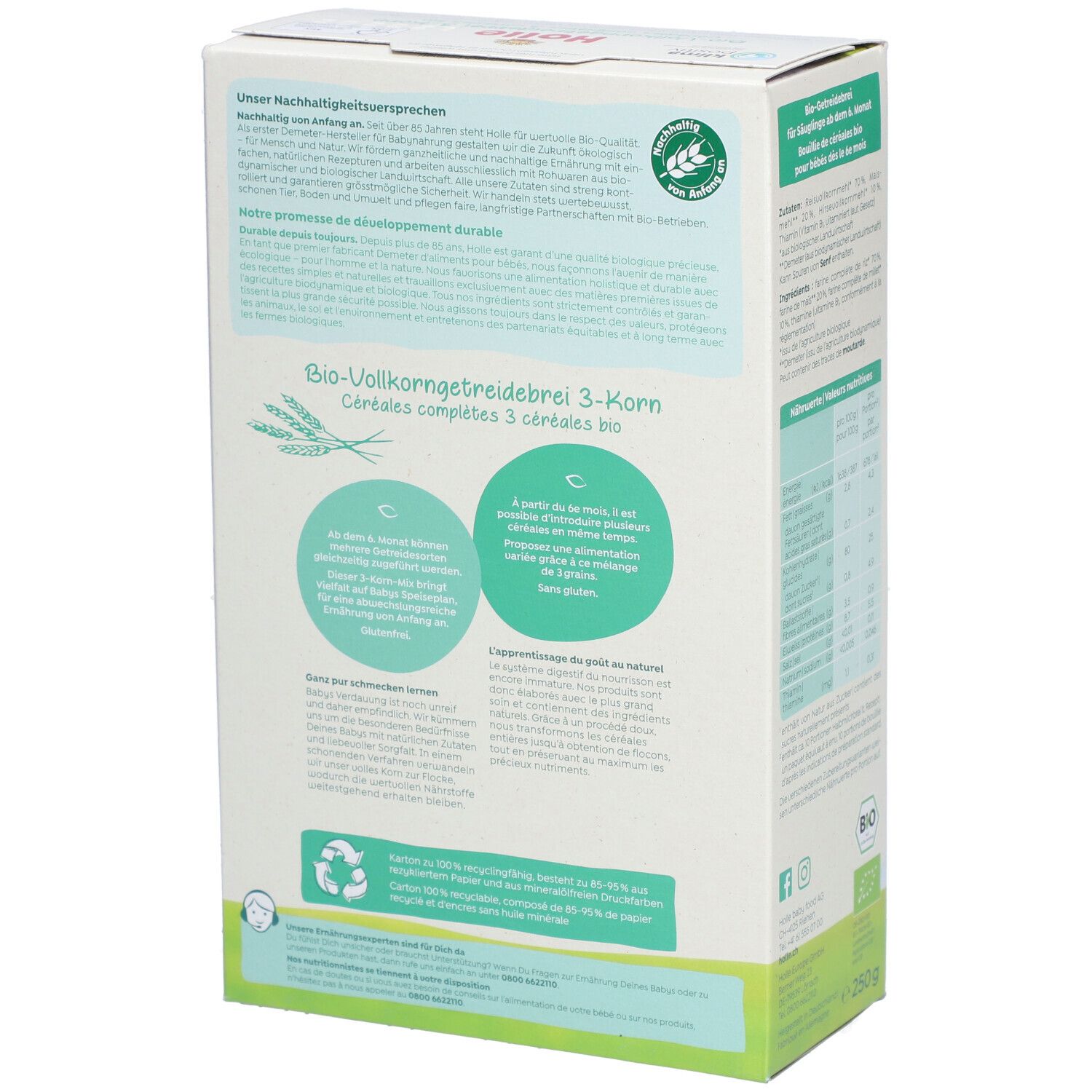 HOLLE Bio-Vollkorn-Babybrei 3-Korn