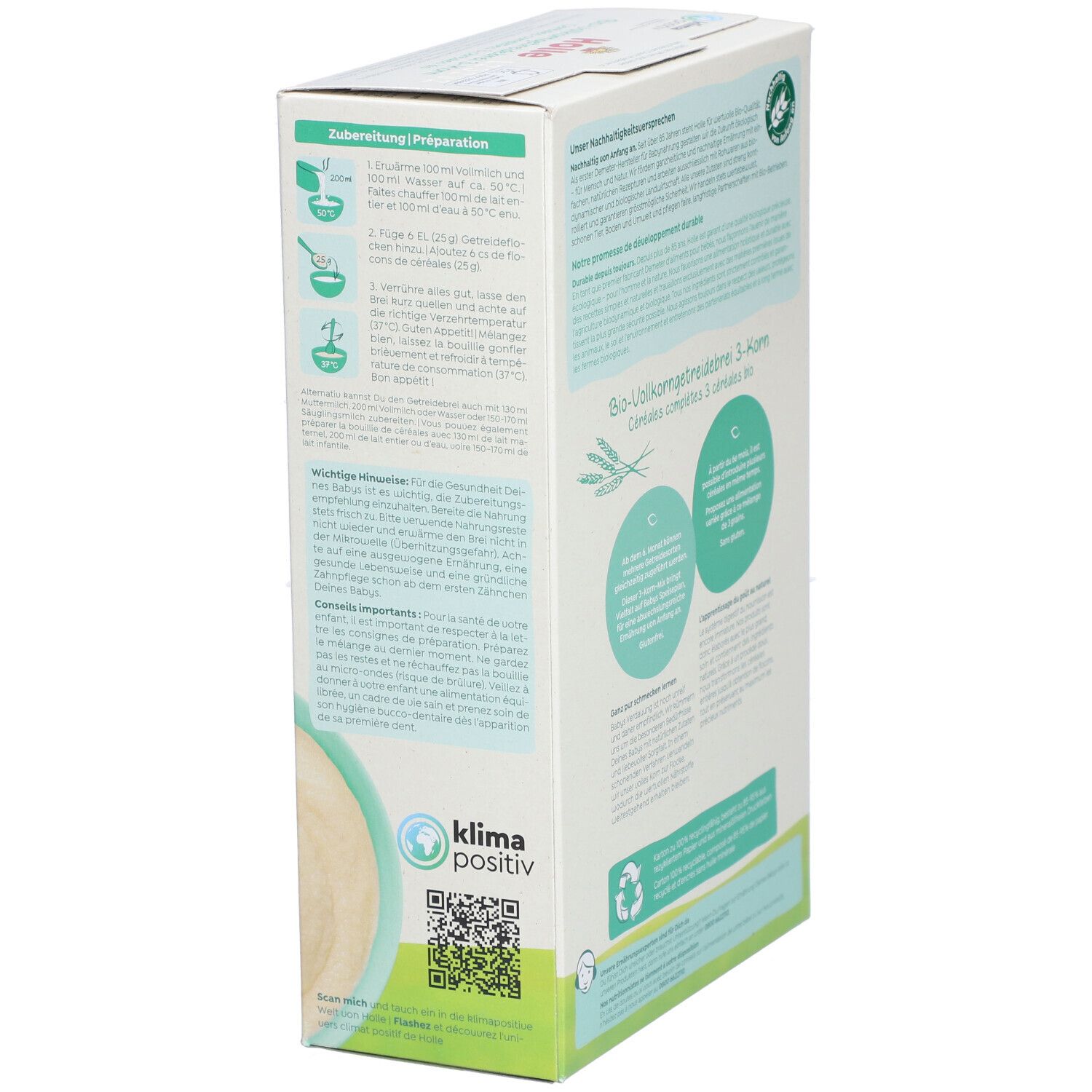 HOLLE Bio-Vollkorn-Babybrei 3-Korn
