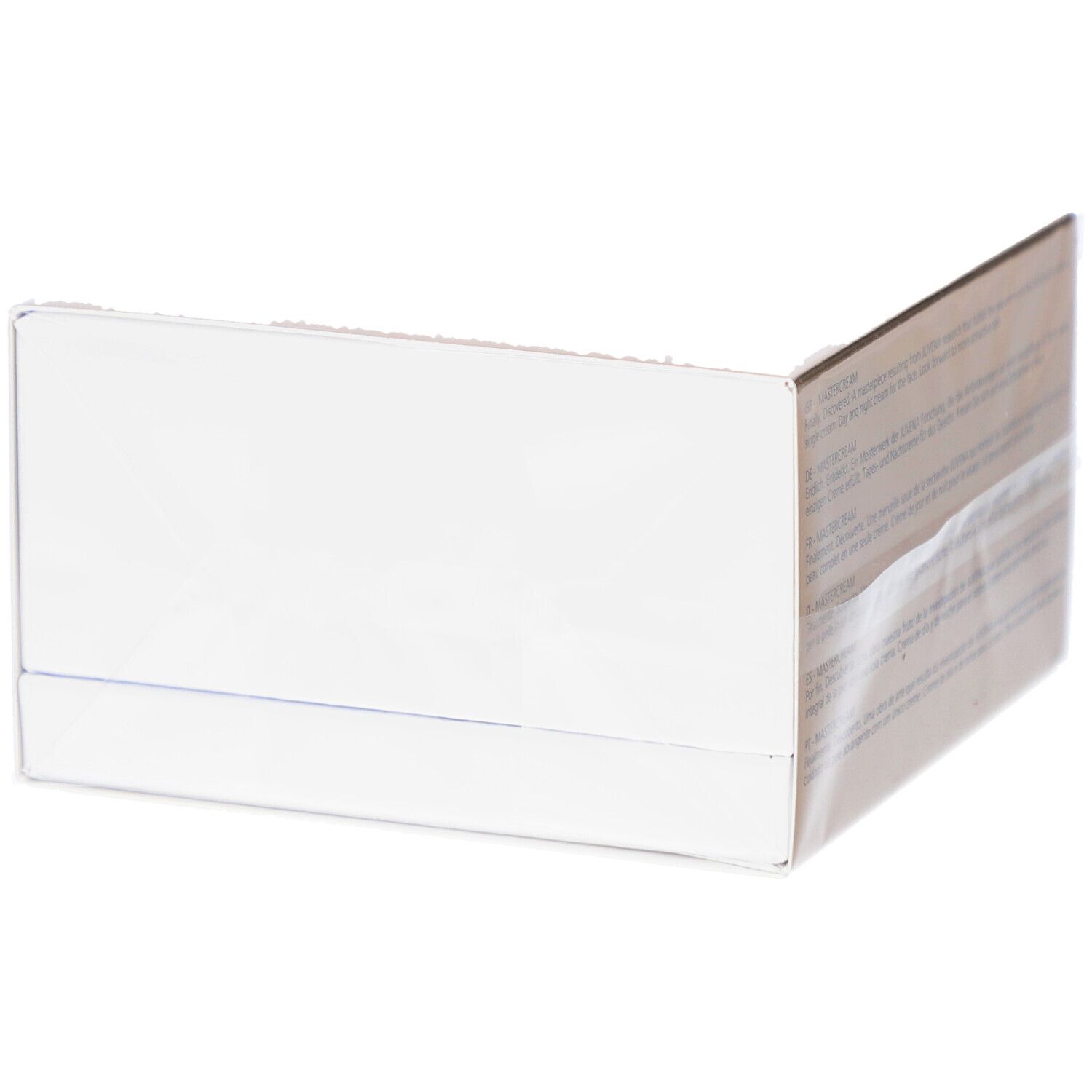 Kartonverpackung. Aufschrift: MasterCream. Verpackung in Folie.