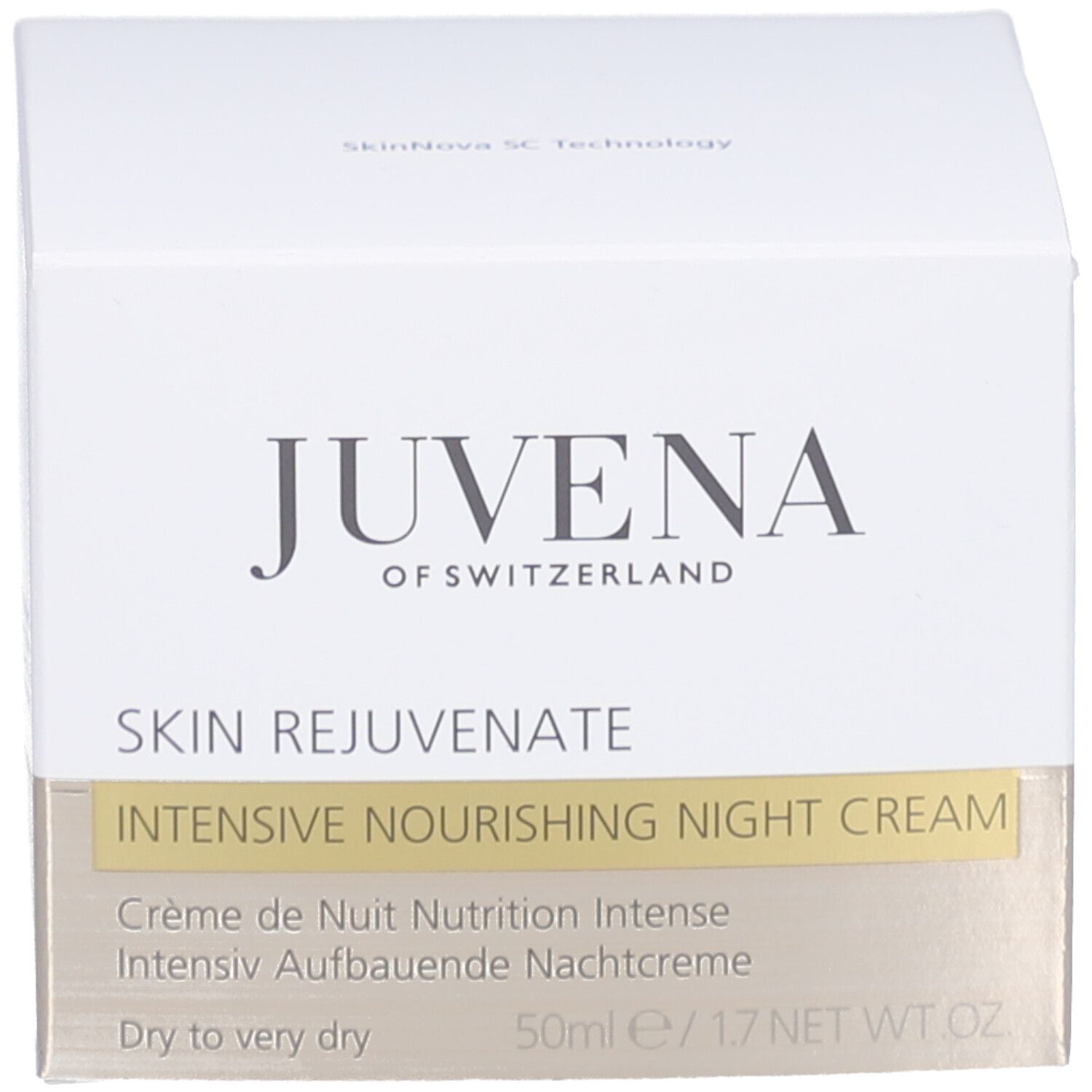 Schachtel mit Aufschrift: Juvena of Switzerland. Text: Intensive Nourishing Night Cream, 50ml.