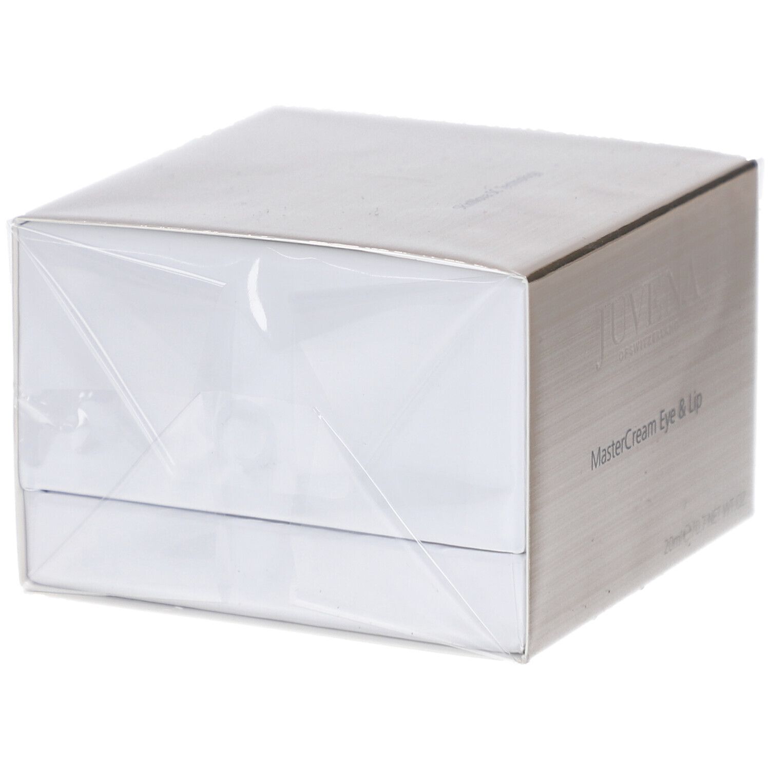 Verpackung mit Creme. Aufschrift: JUVENA, MasterCream Eye & Lip, 20ml/0.7 NET WT.OZ.