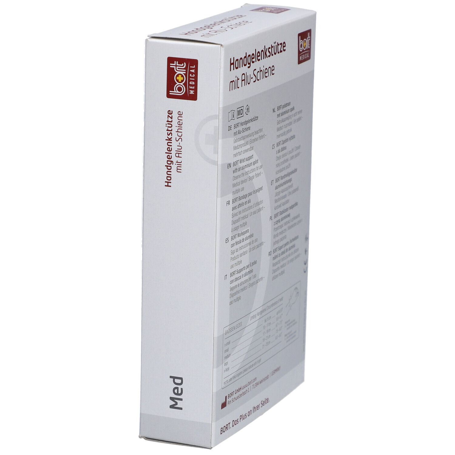 Seitenansicht der Verpackung. Produktname und Logo. Text und Produktabbildung.